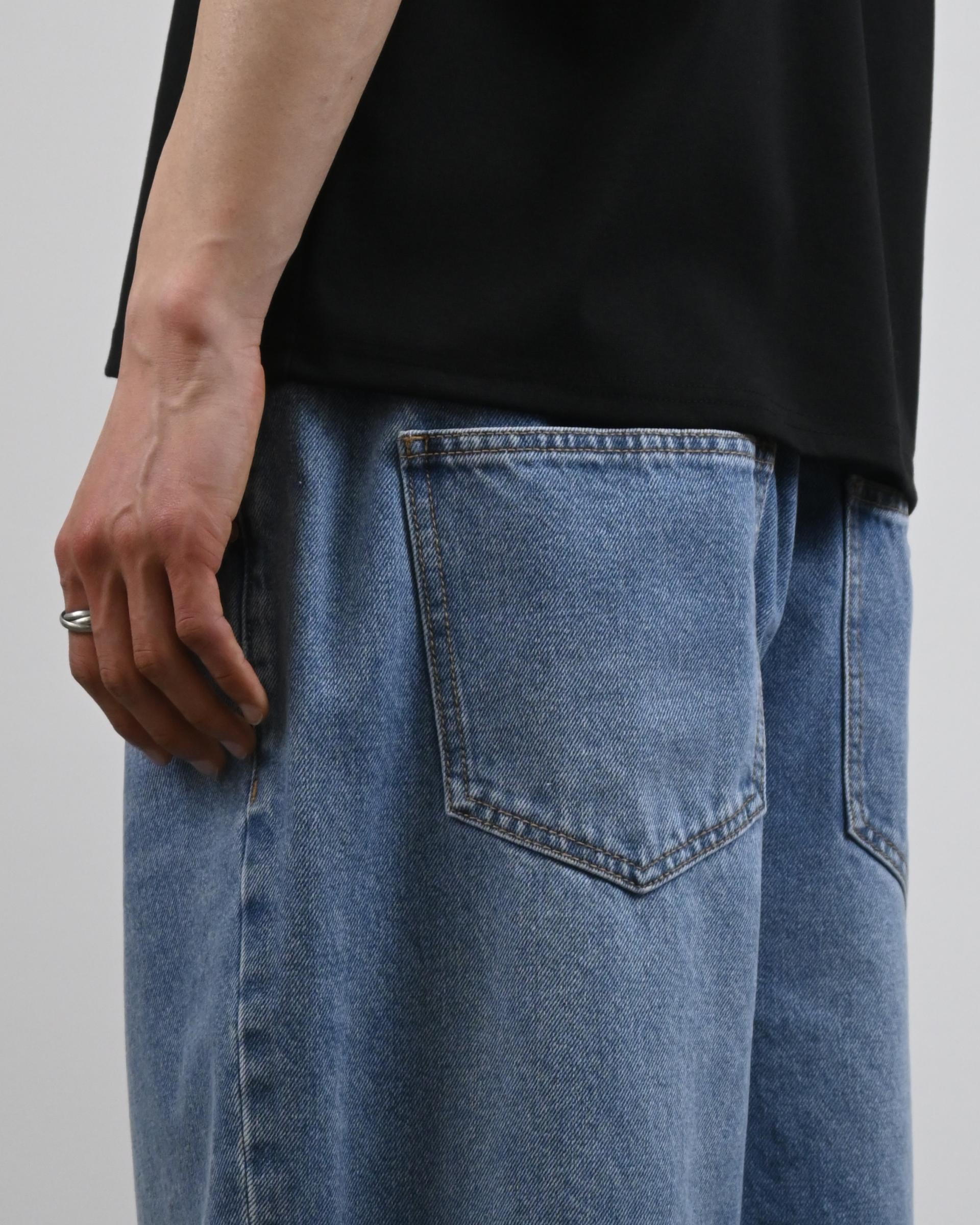 tapered banding denim pants