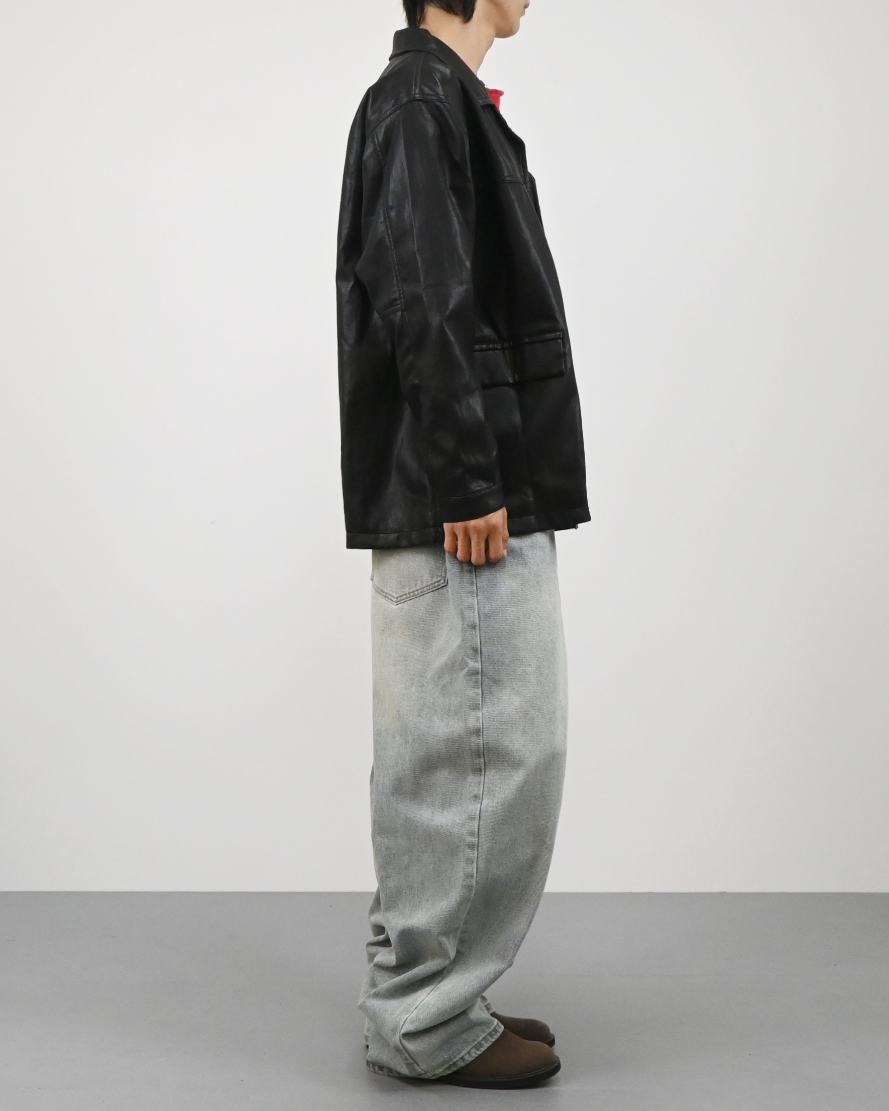 stone blur sand curved denim pants