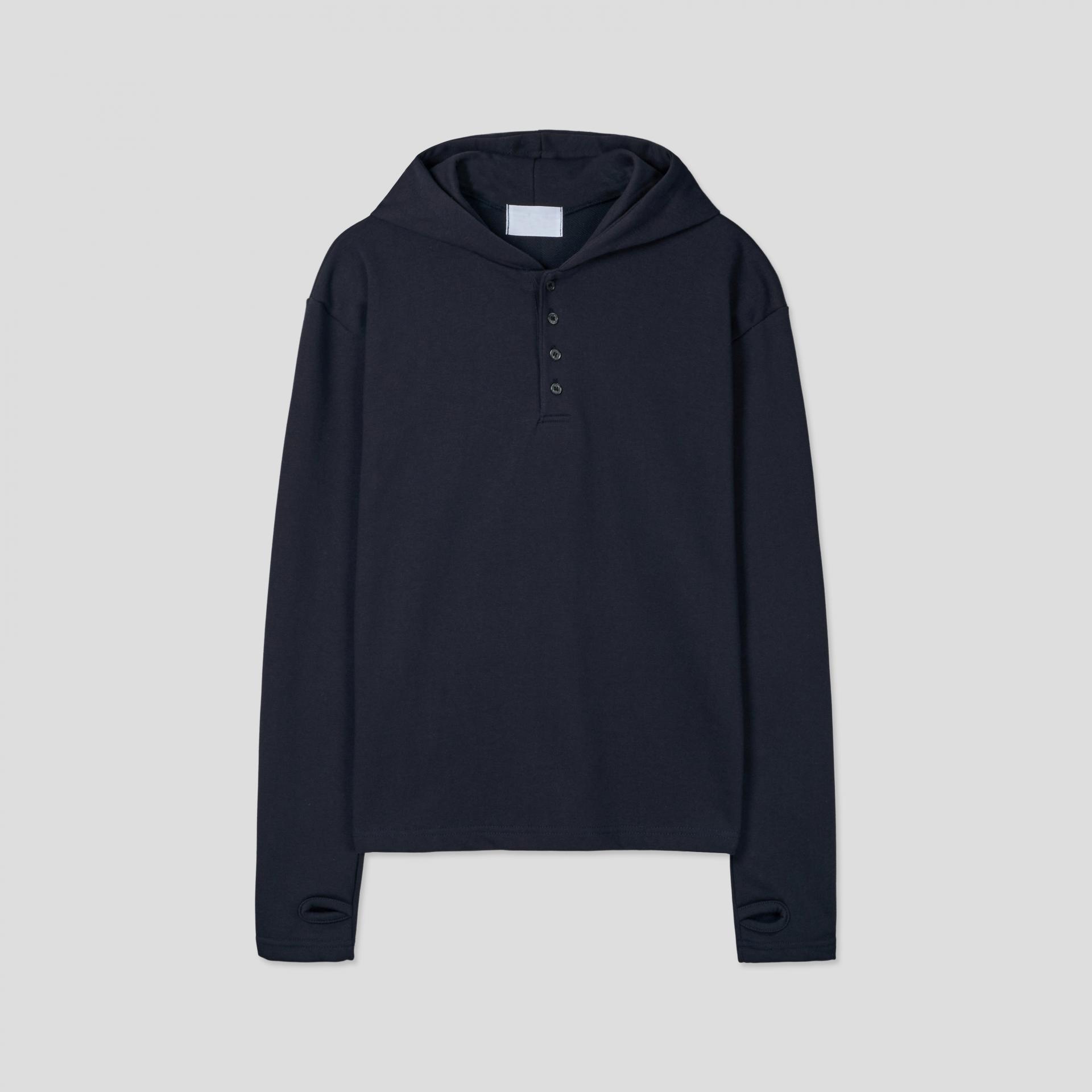 warmer henley neck hoodie