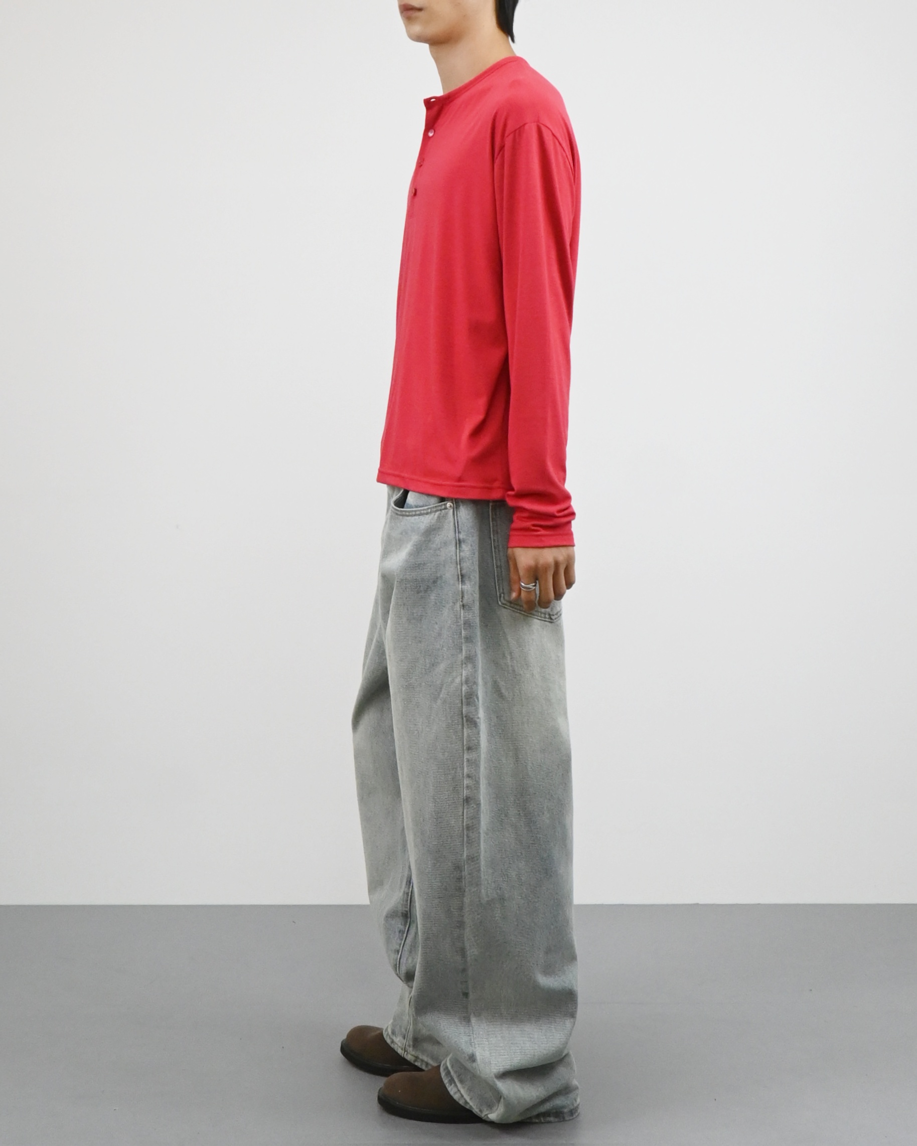 back slit henley neck t-shirts