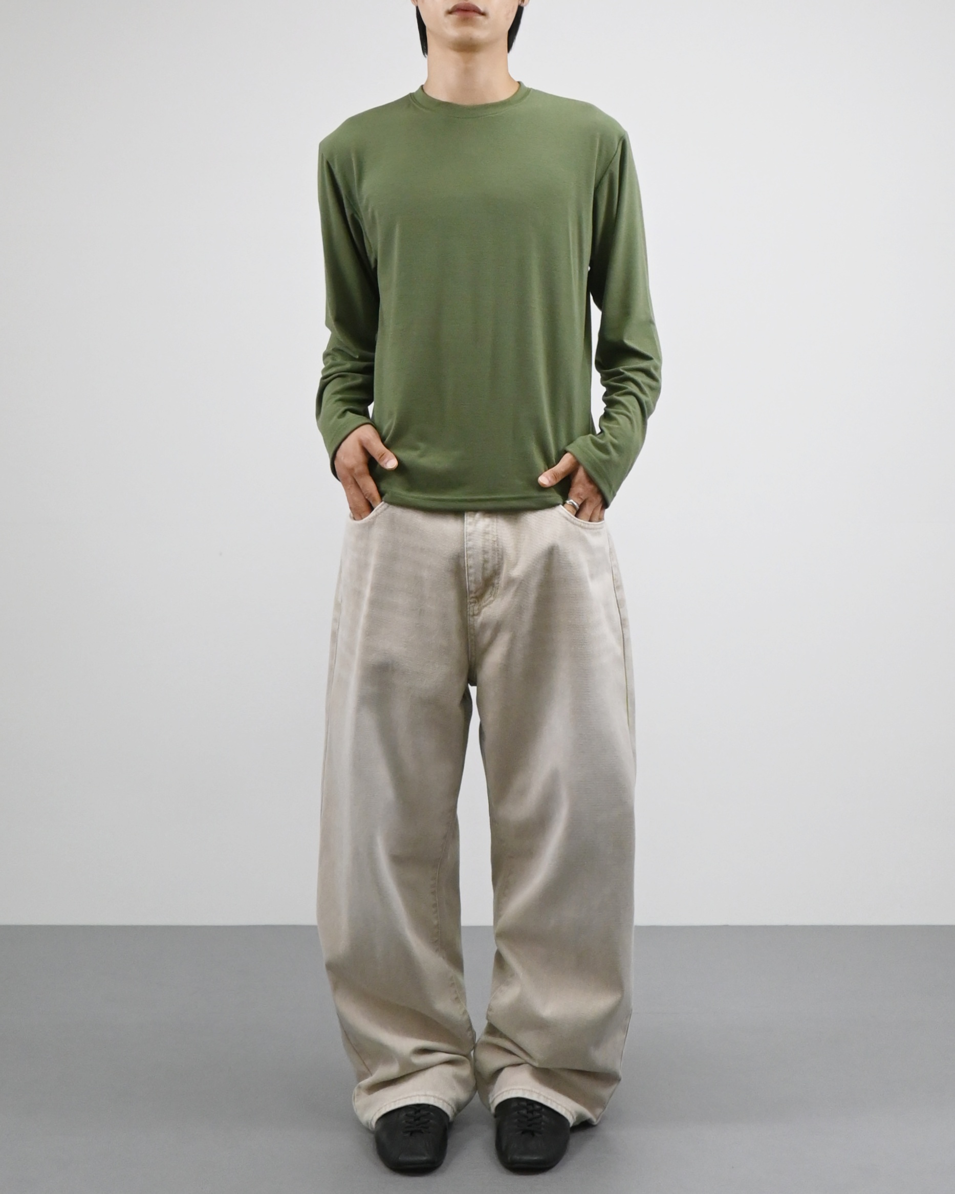 slub henley neck long sleeve 복제
