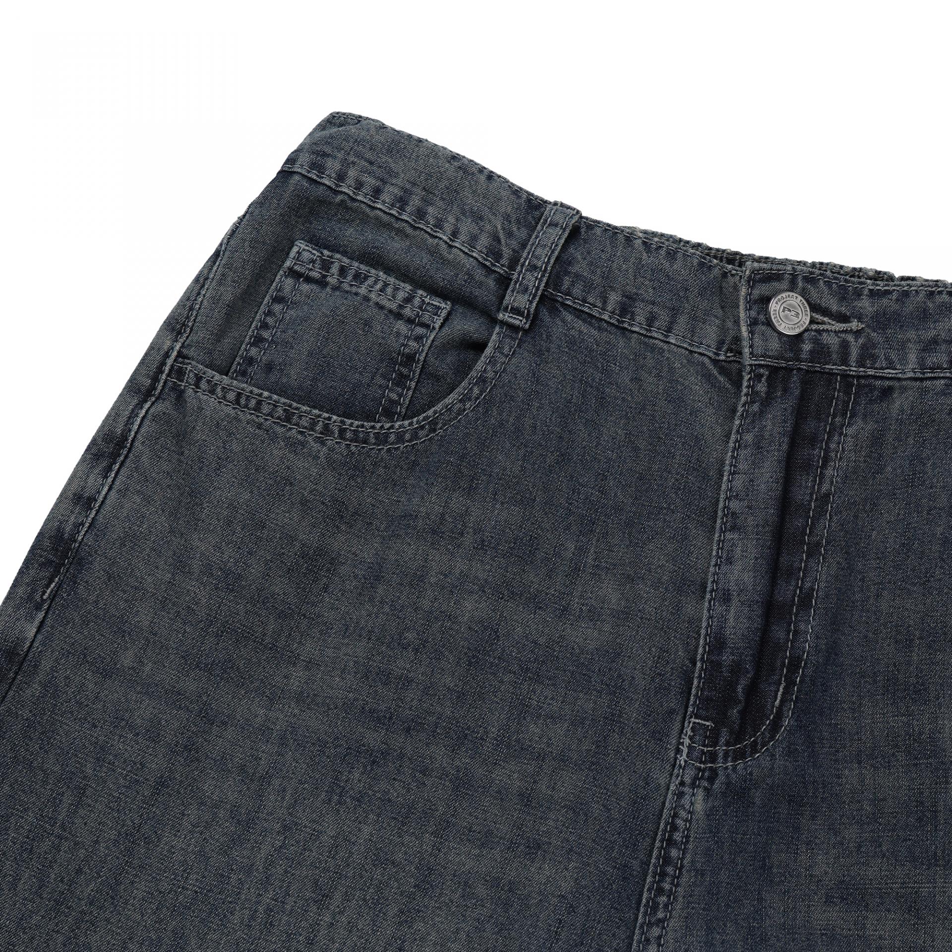 straight linen denim pants