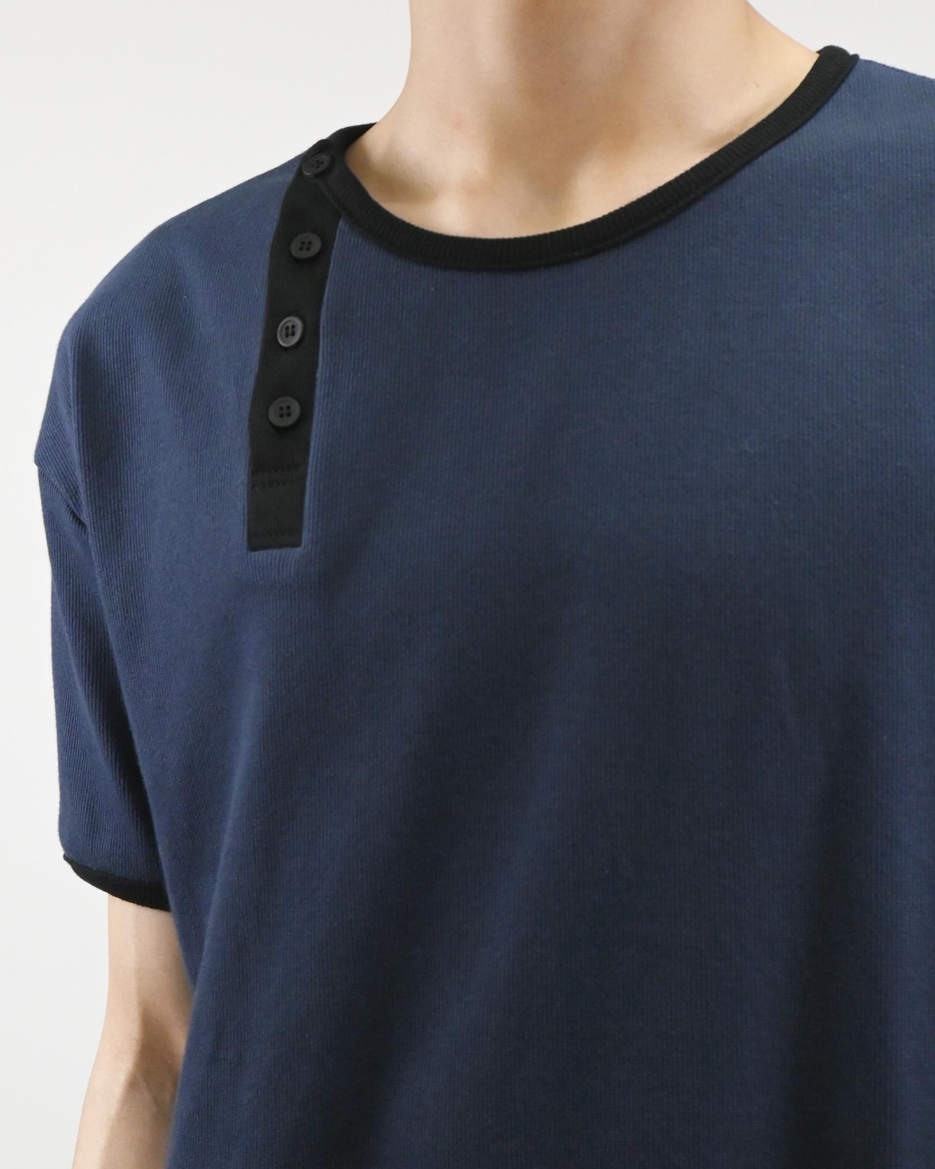 offset henley neck ringer half t-shirt
