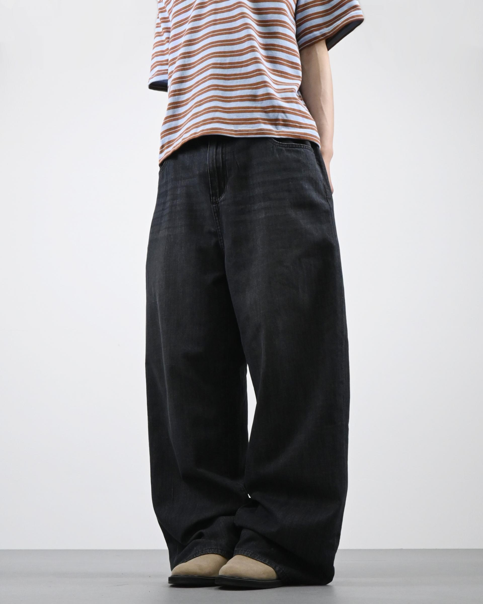 straight linen denim pants