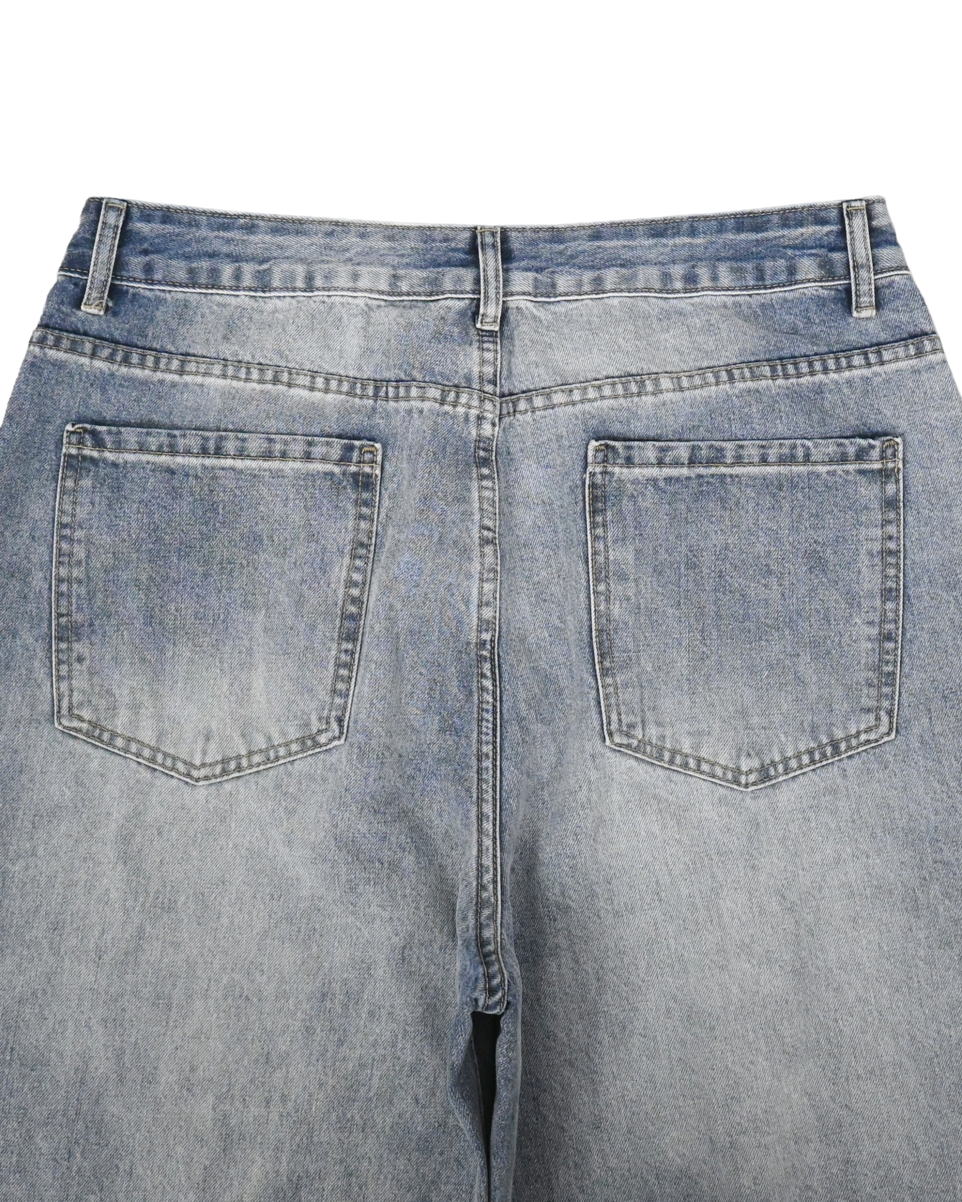 tiger washed curved denim pants