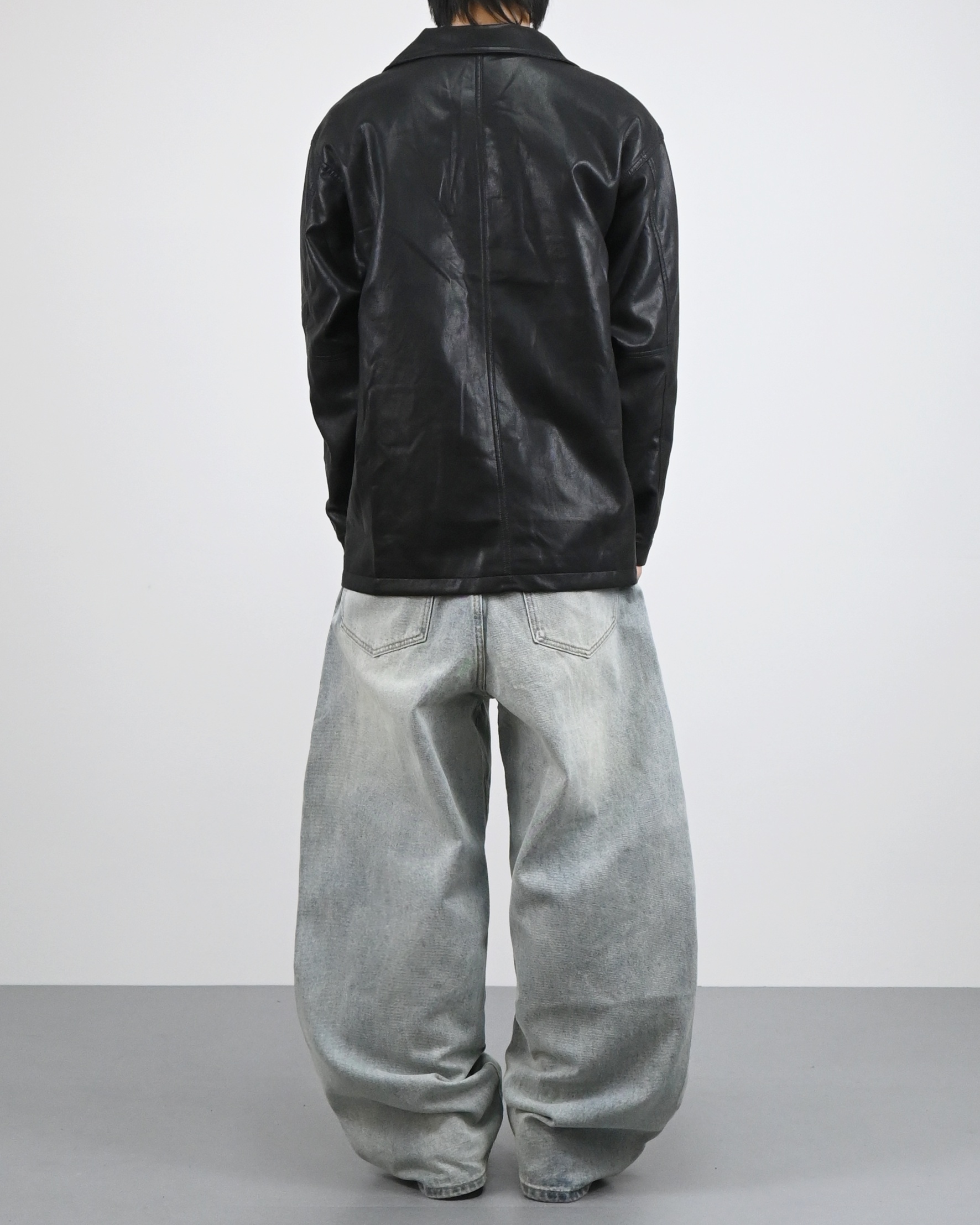urban leather half coat jacket