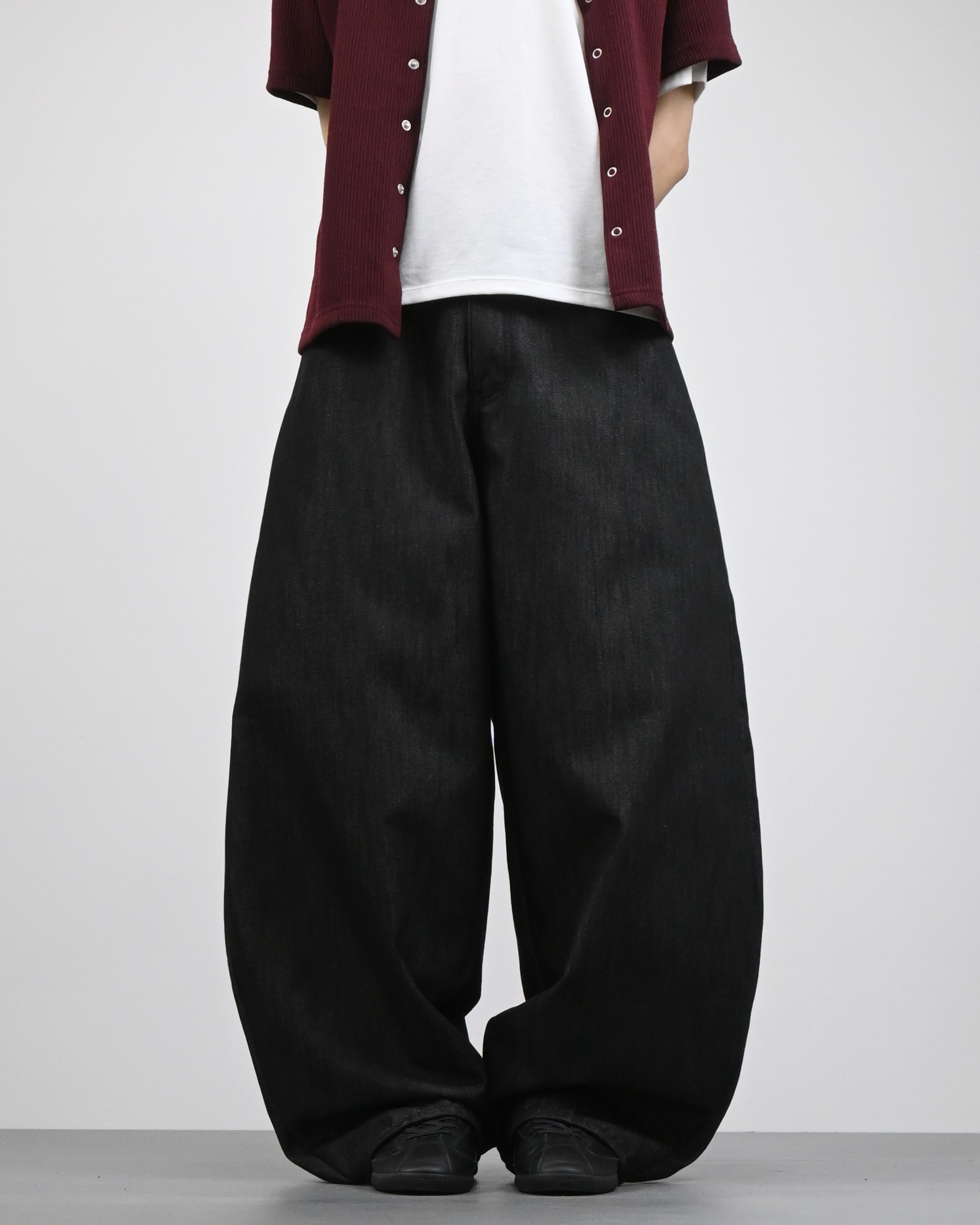 check pocket raw denim pants