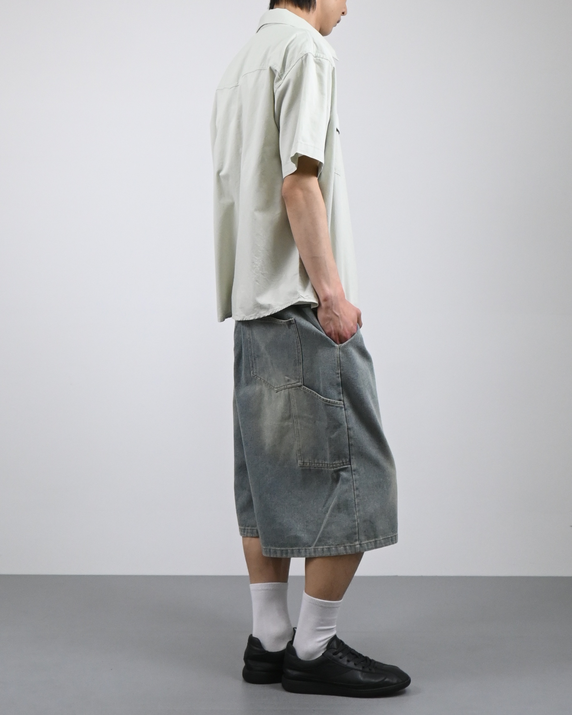 banding vintage carpenter bermuda denim pants