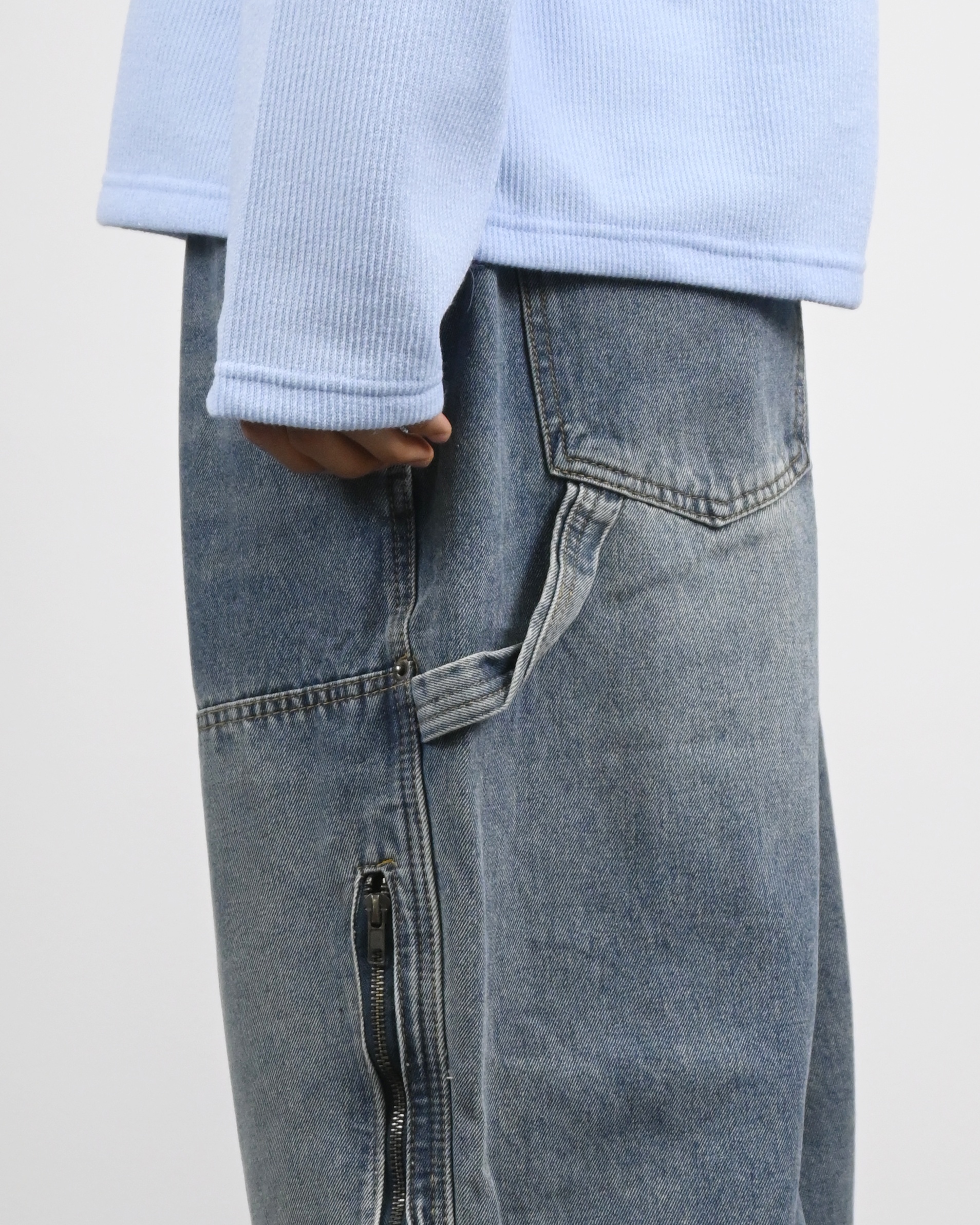 zipper carpenter denim pants
