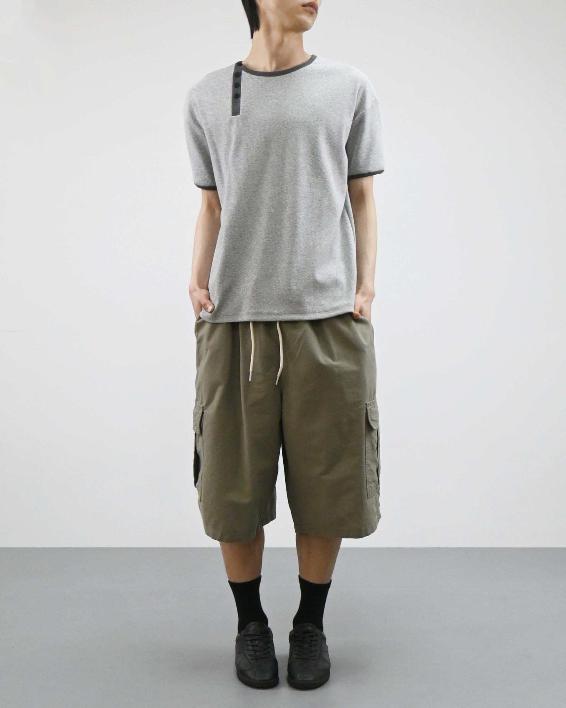 offset henley neck ringer half t-shirt