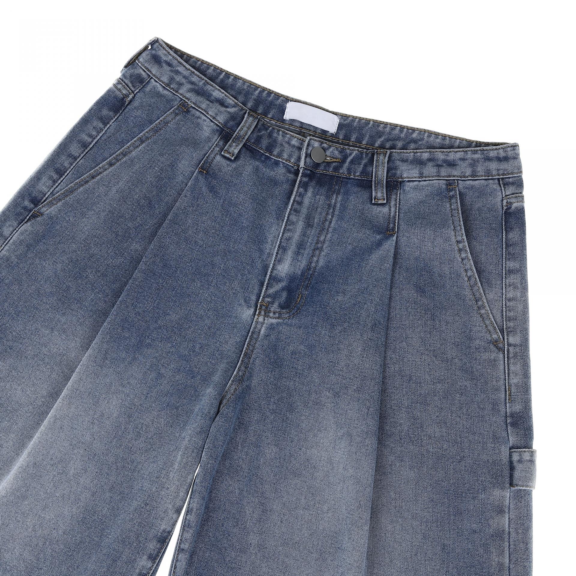 one tuck carpenter bermuda denim pants
