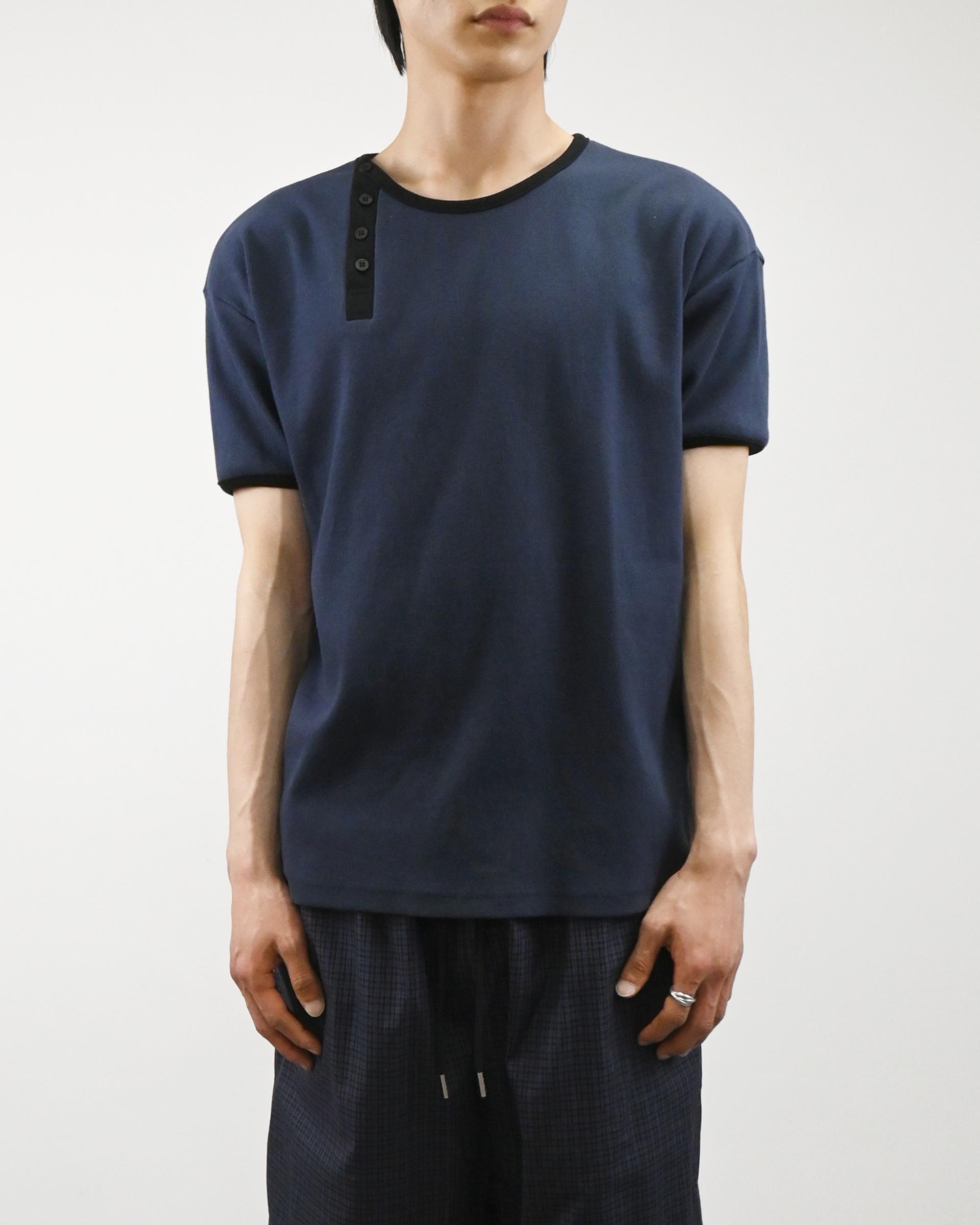 offset henley neck ringer half t-shirt