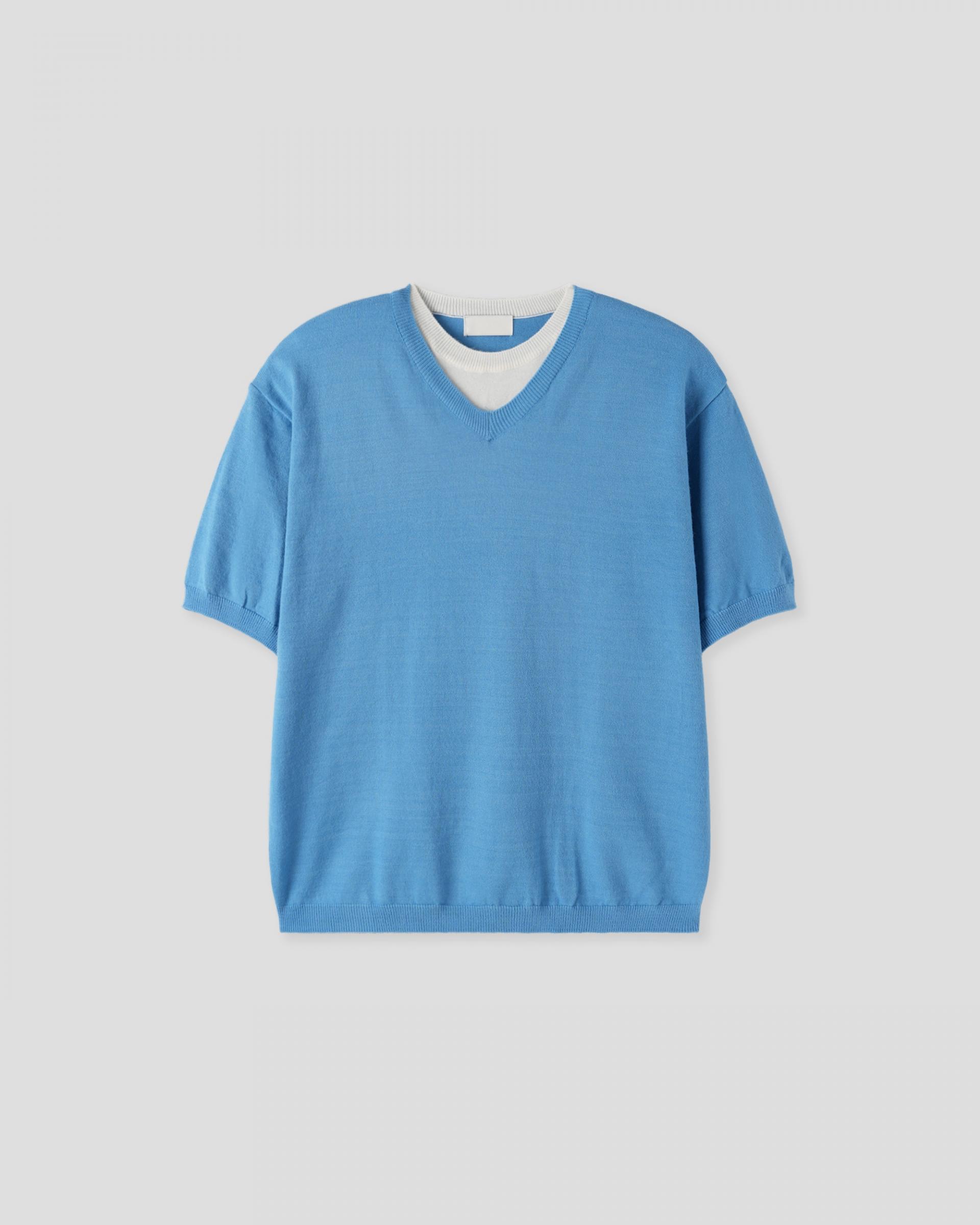 v-neck layered half knit