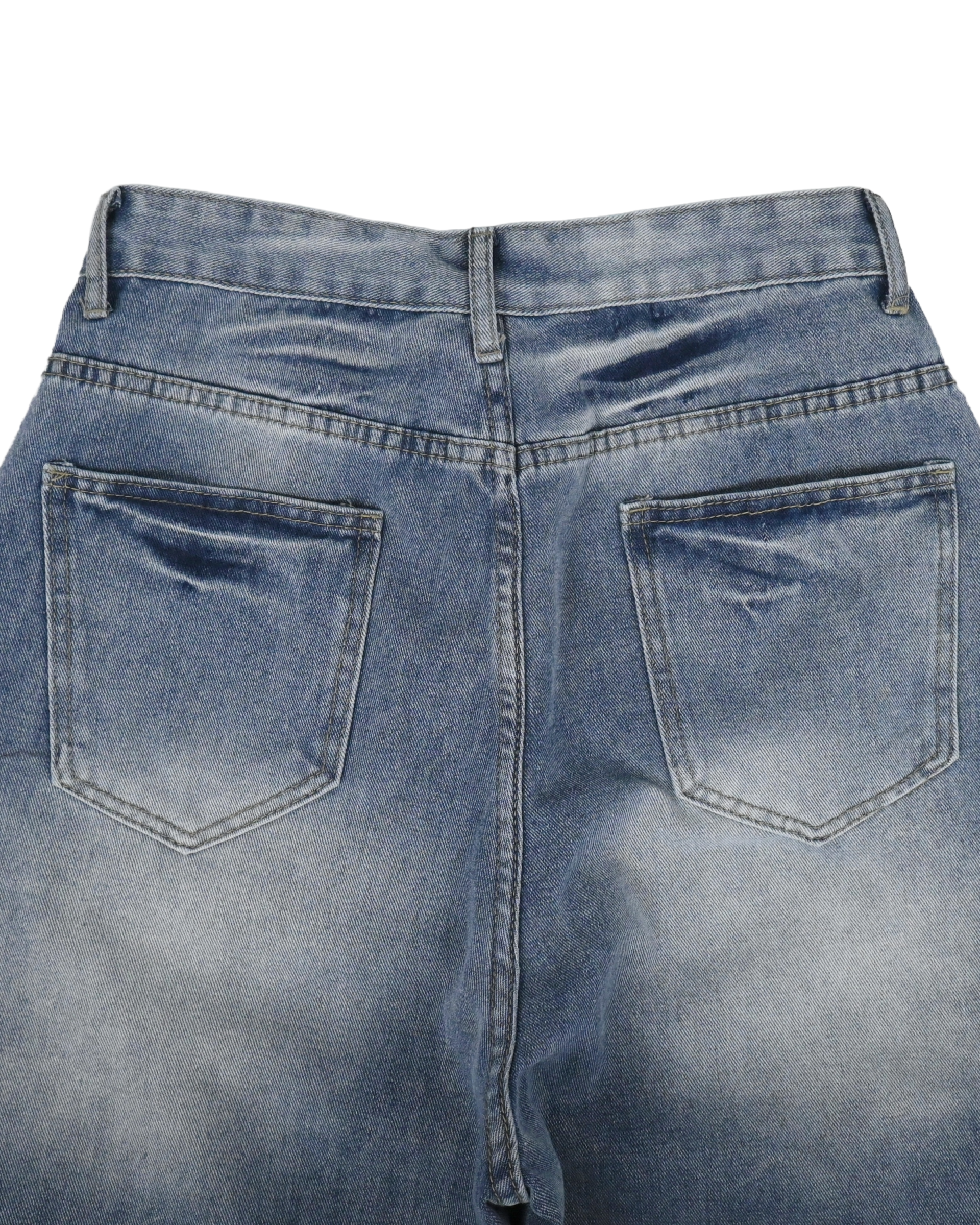 cat washing damage denim pants