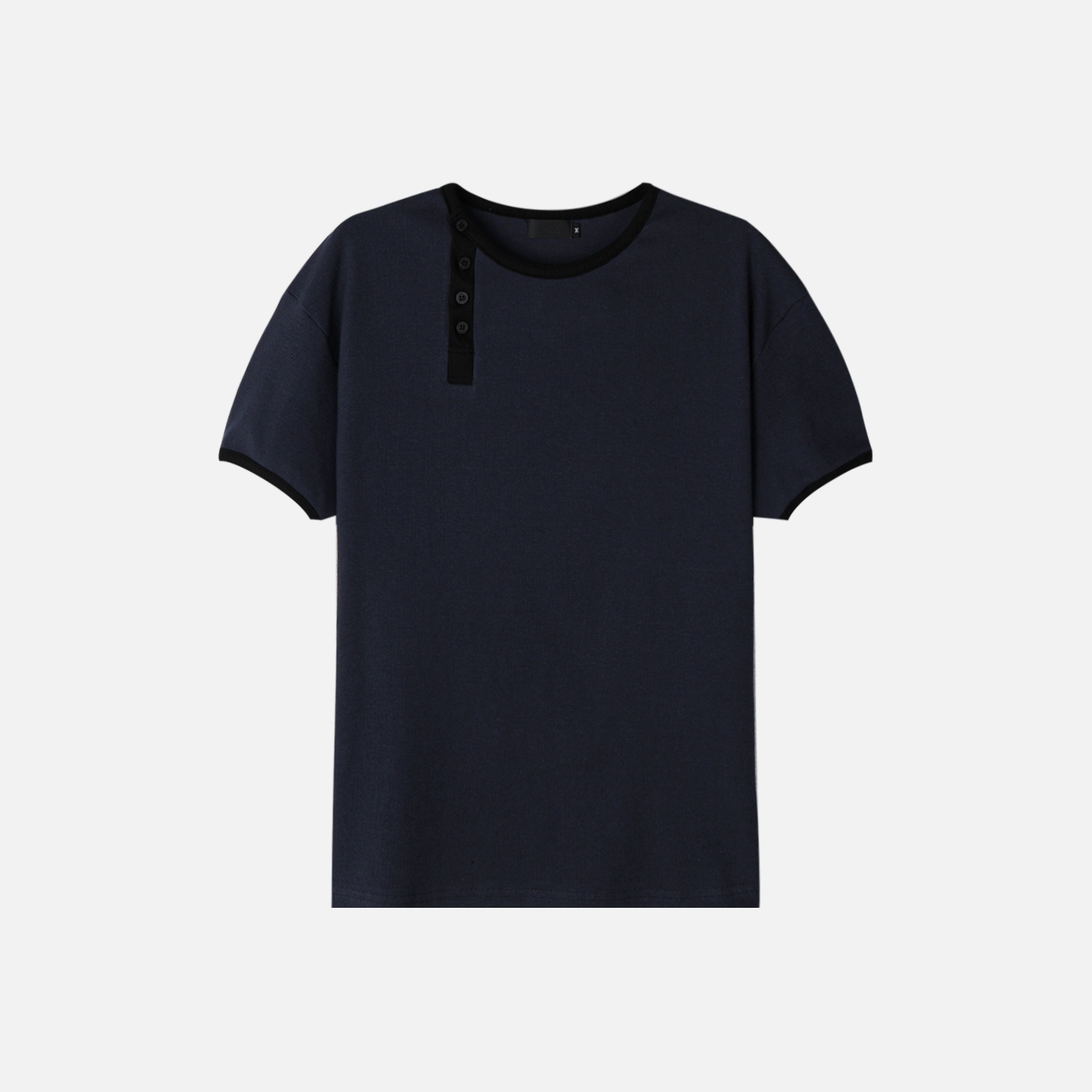 offset henley neck ringer half t-shirt