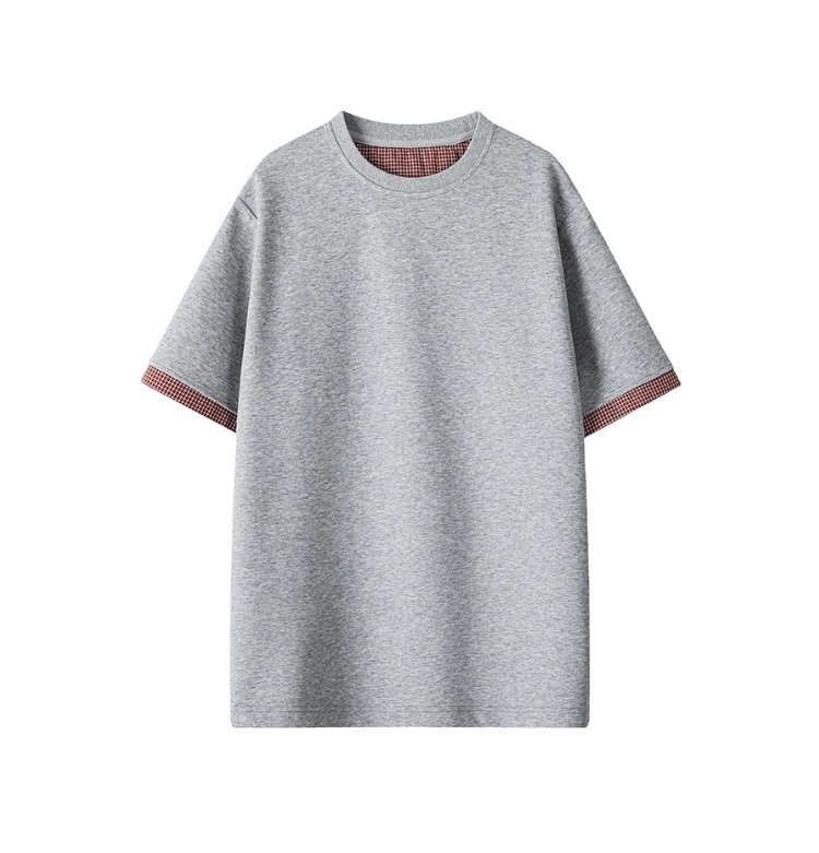 check roll-up half t-shirt