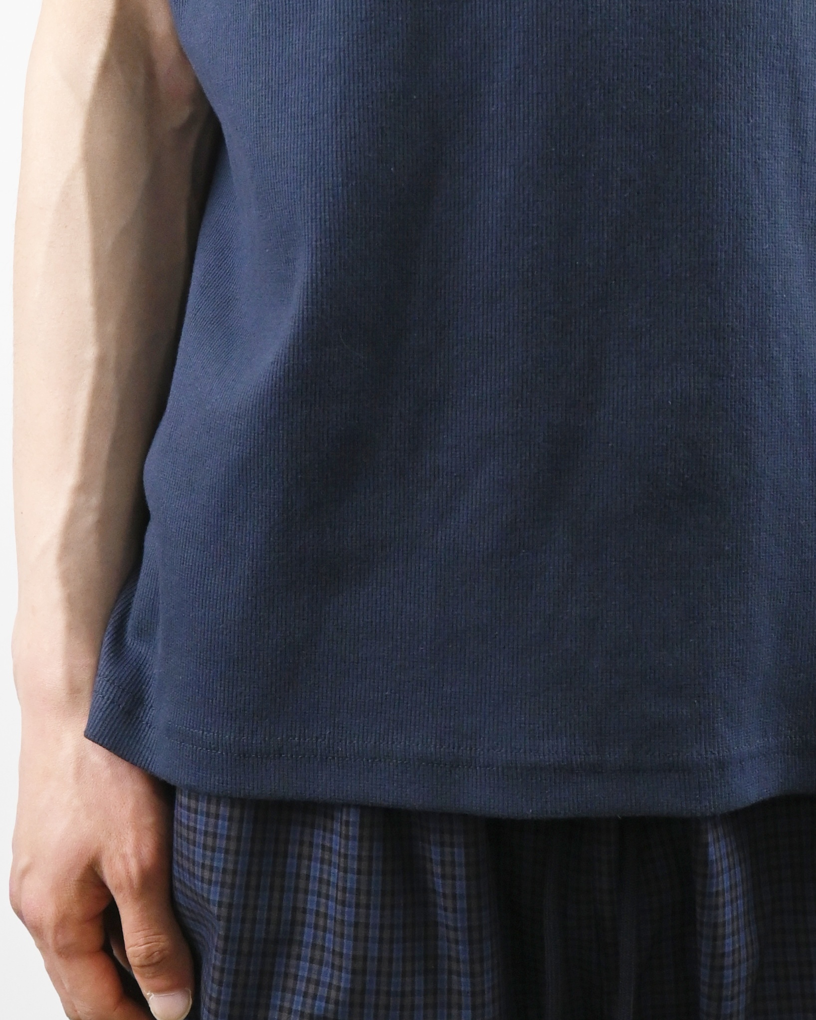 offset henley neck ringer half t-shirt