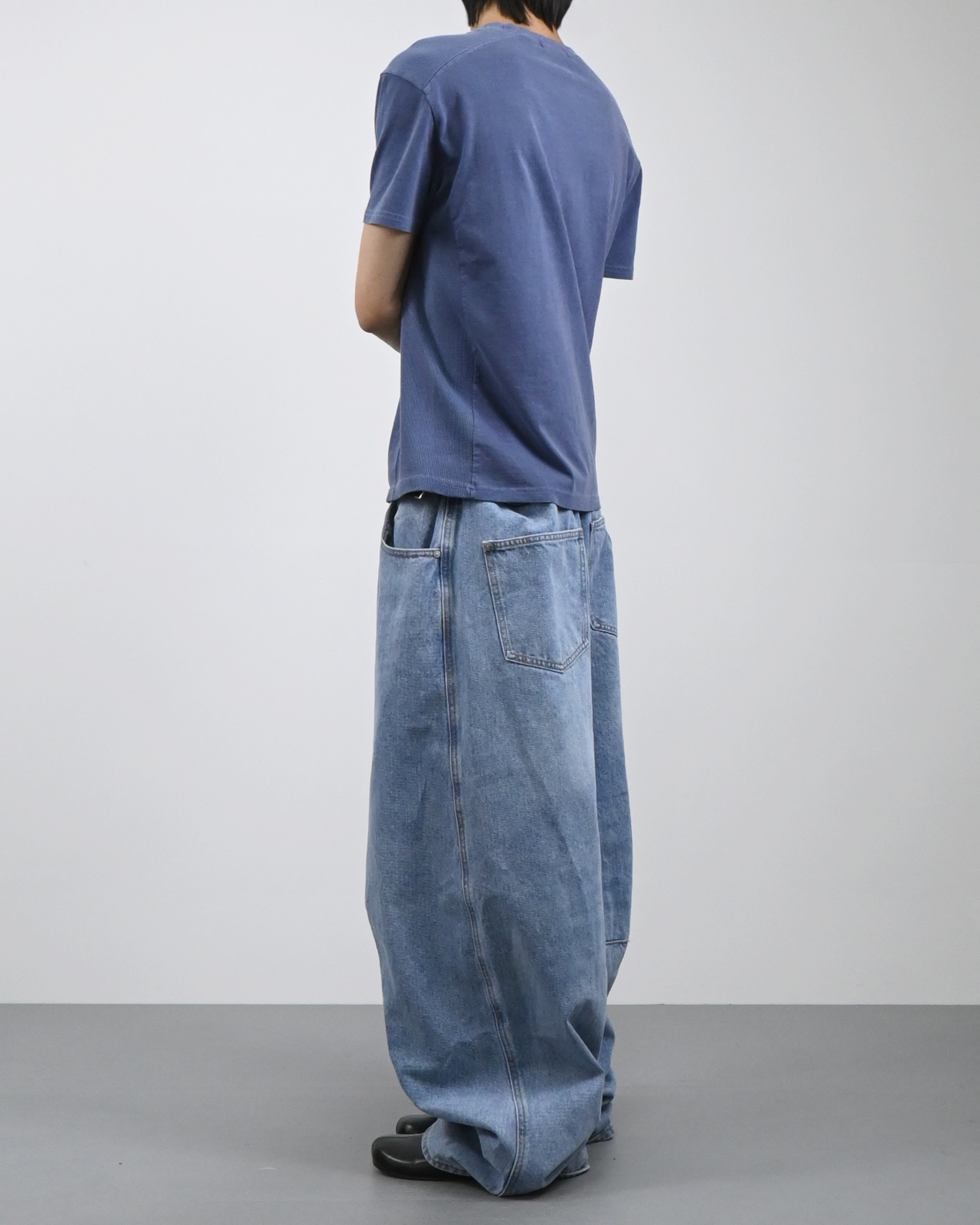 dart balloon denim pants (mid blue)