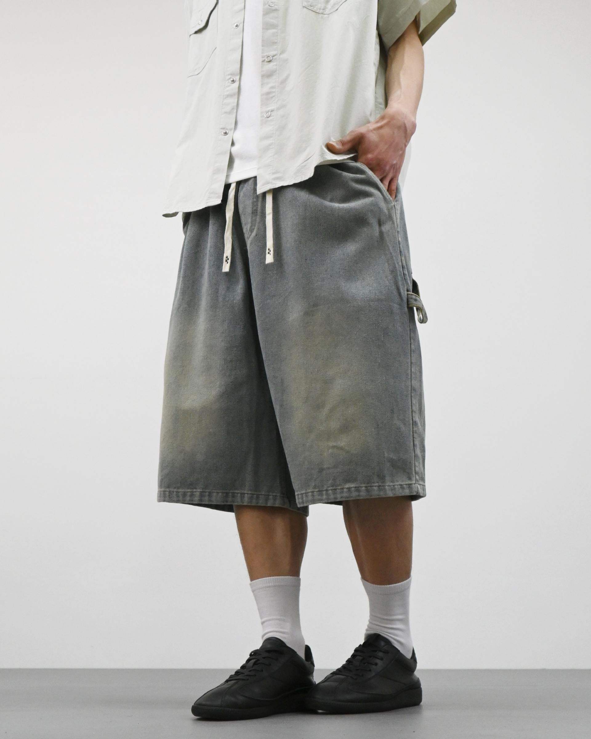 banding vintage carpenter bermuda denim pants