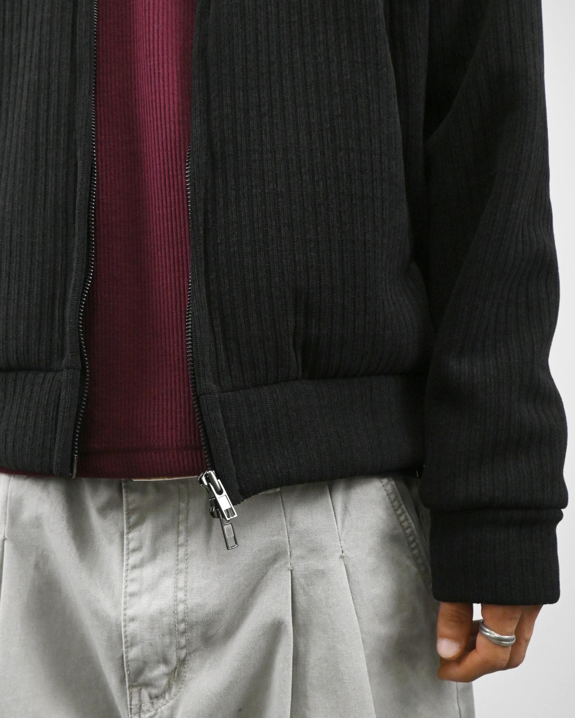 leather contrast knit jacket