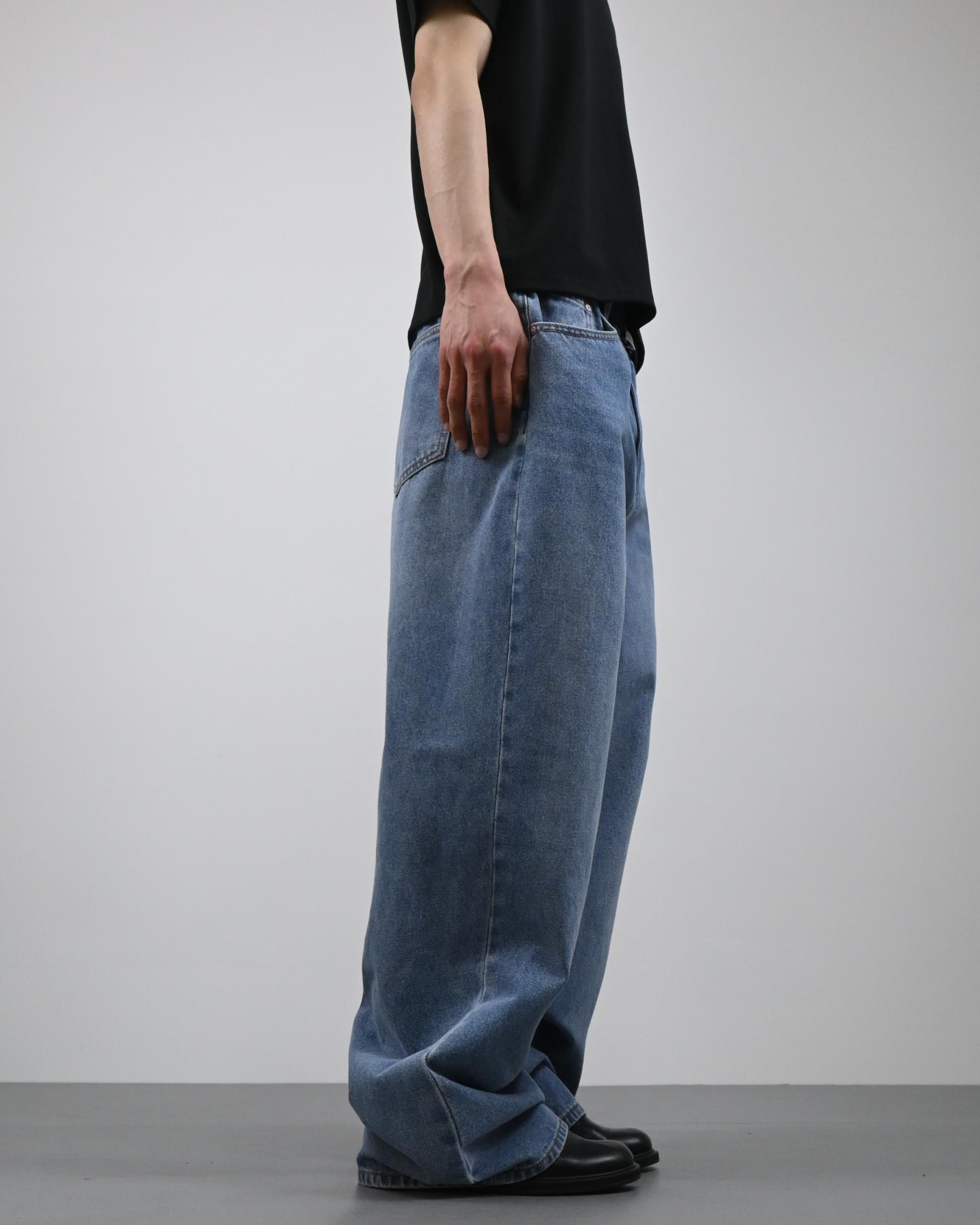 tapered banding denim pants