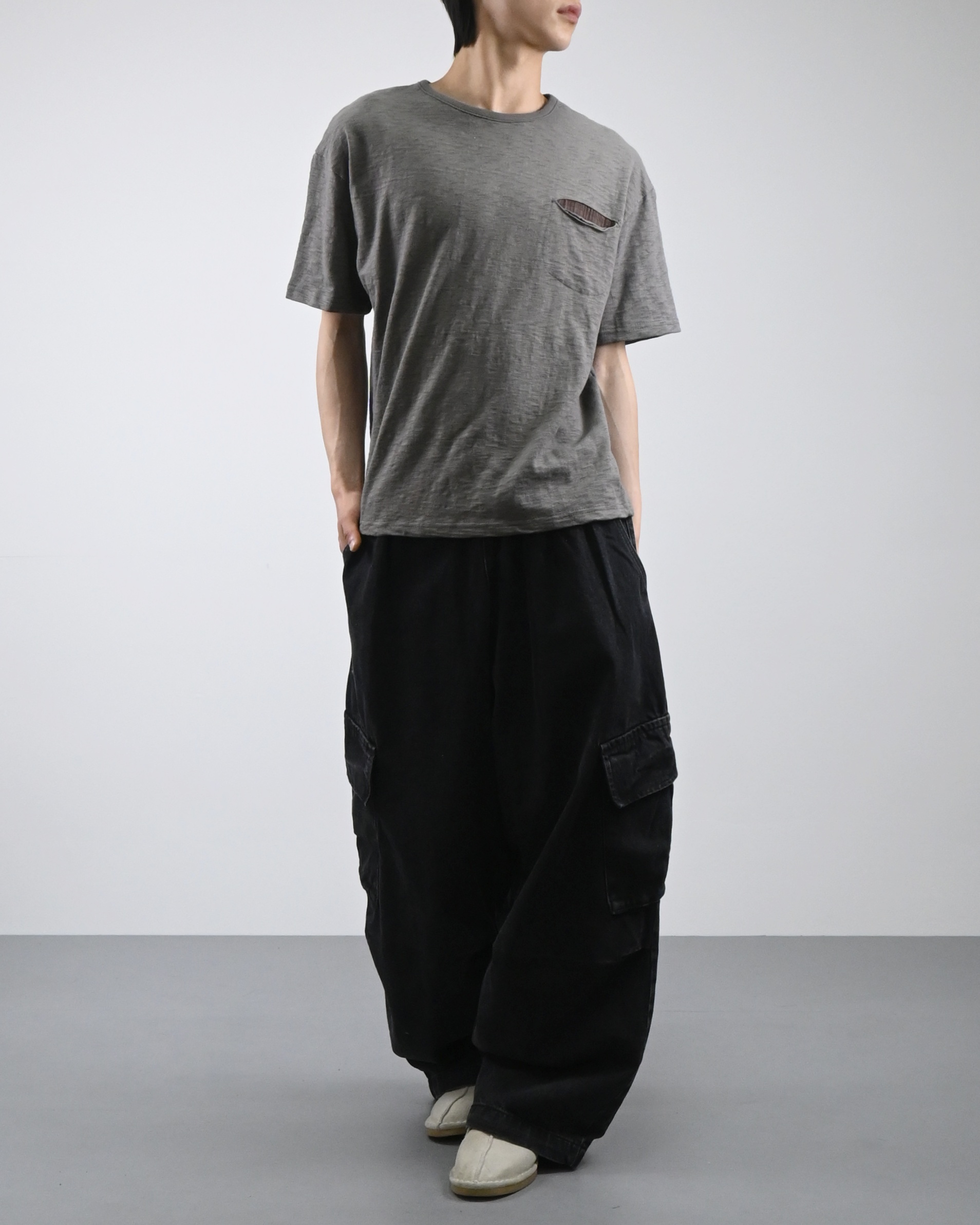 banding big cargo denim pants