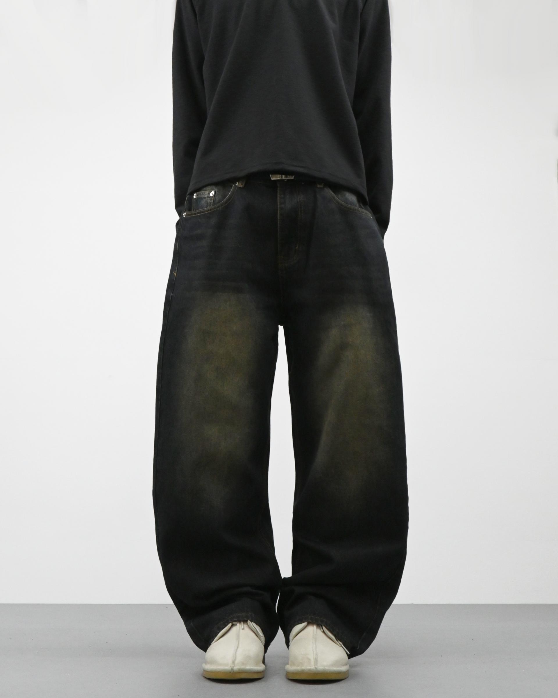 oil vintage curved denim pants