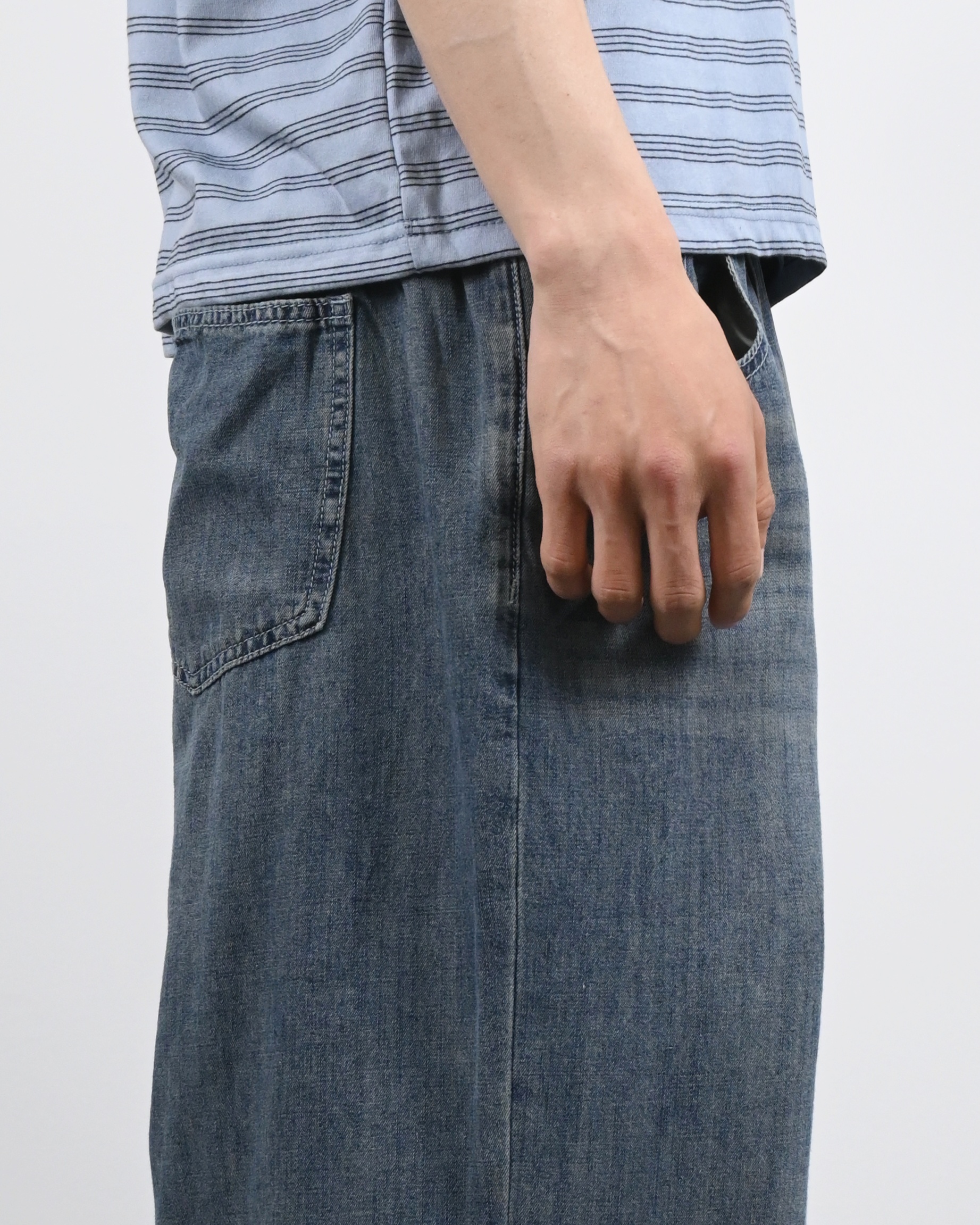 straight linen denim pants