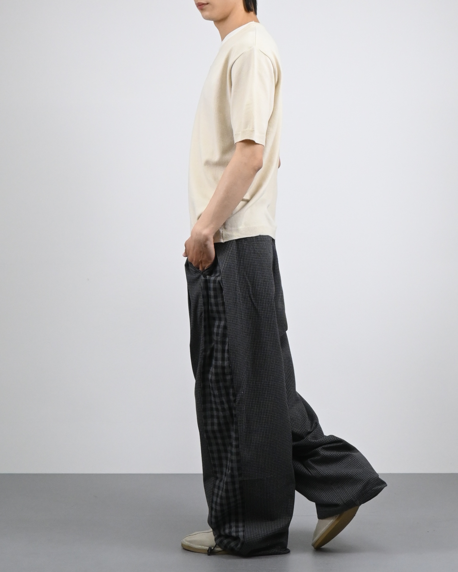 v-neck layered half knit