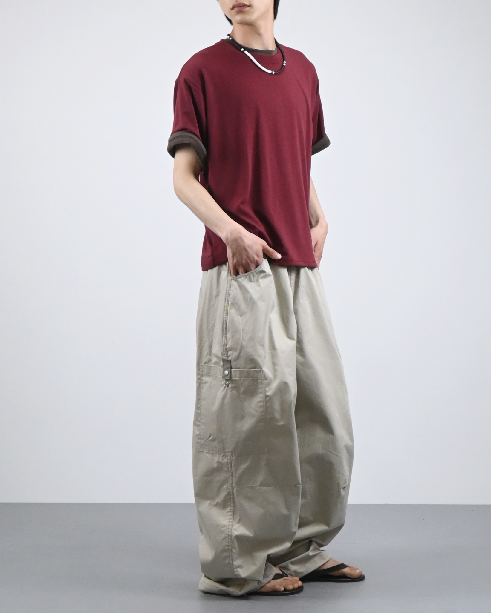 matte snap cargo cotton balloon pants