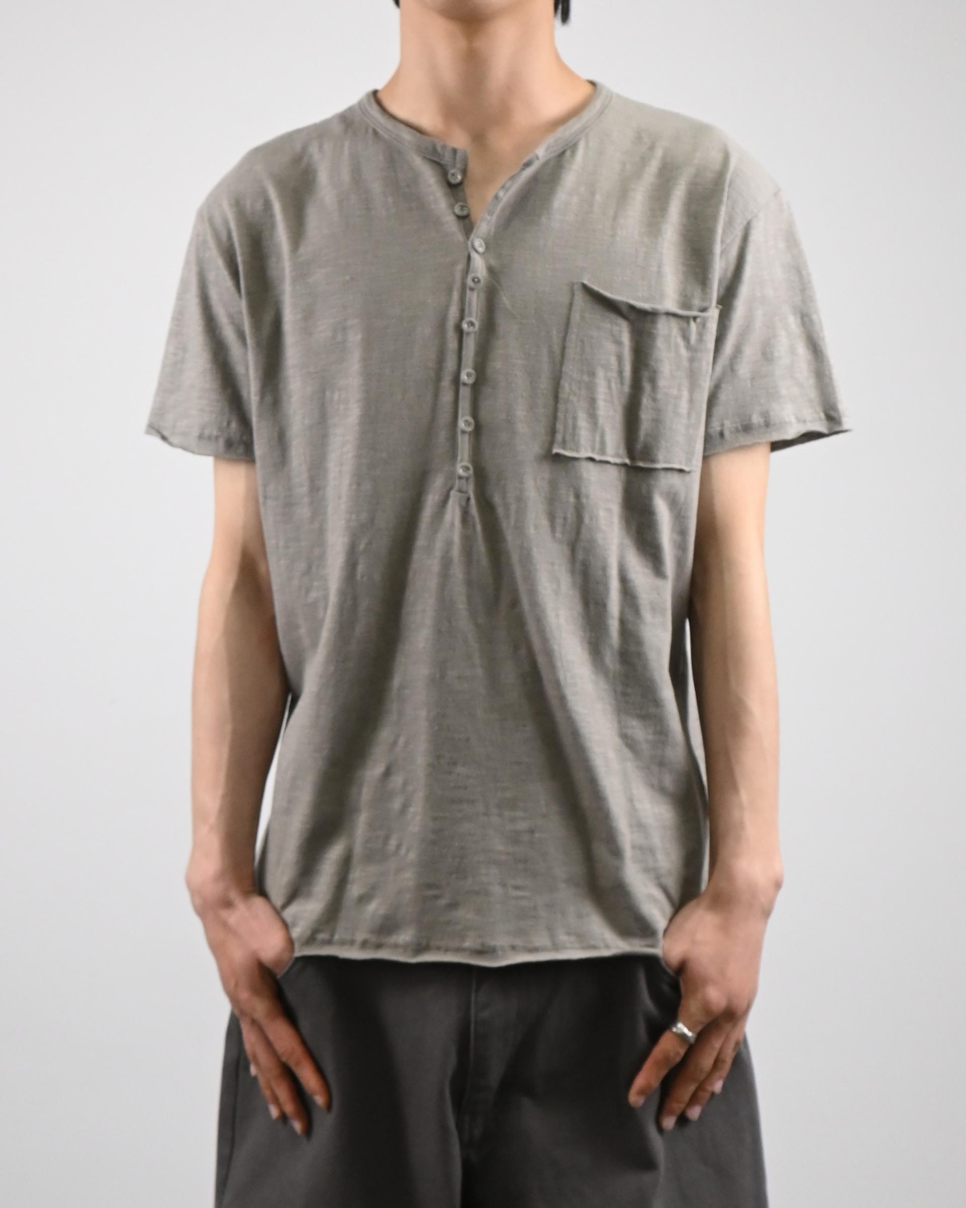 slub henley neck half t-shirt