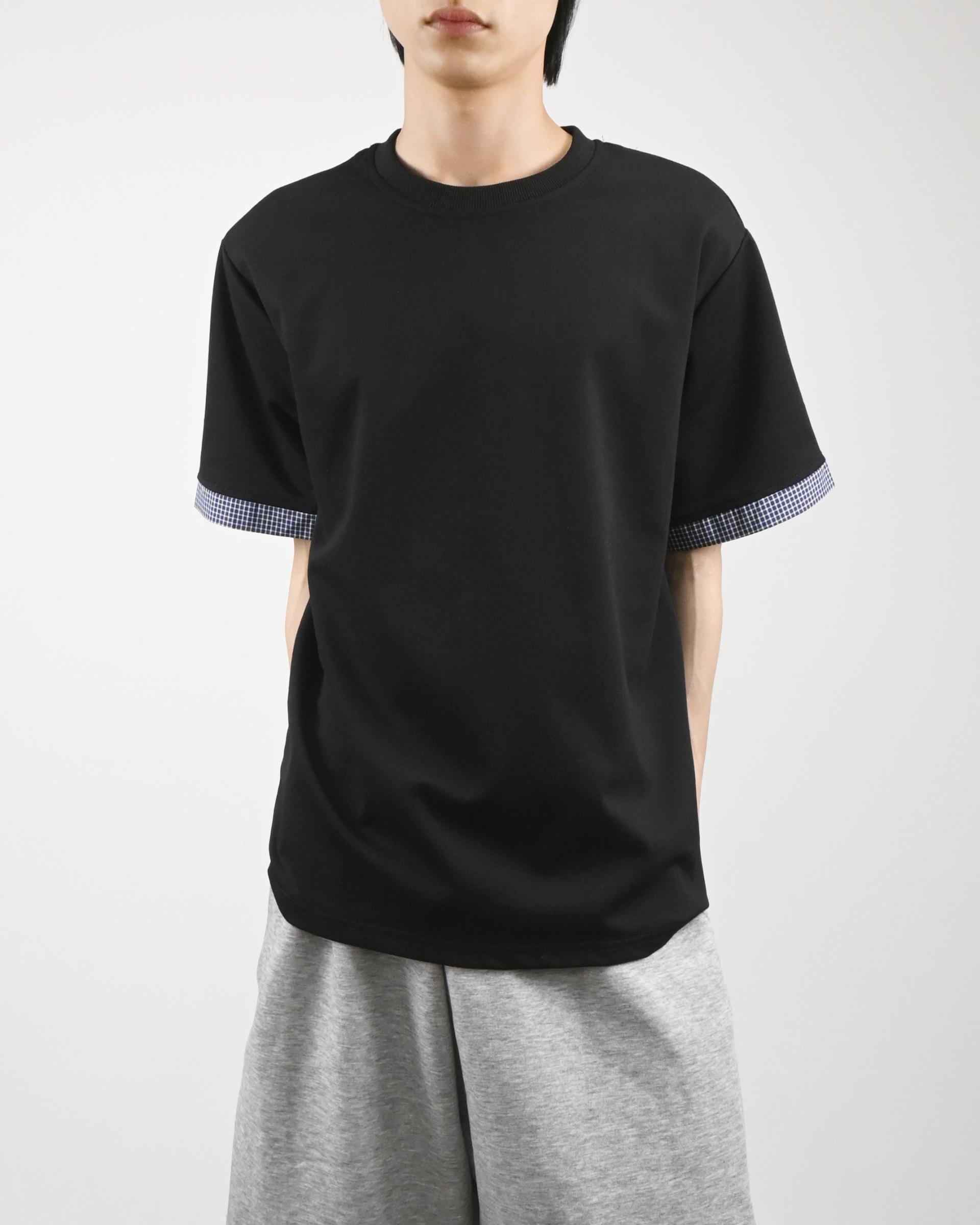 check roll-up half t-shirt