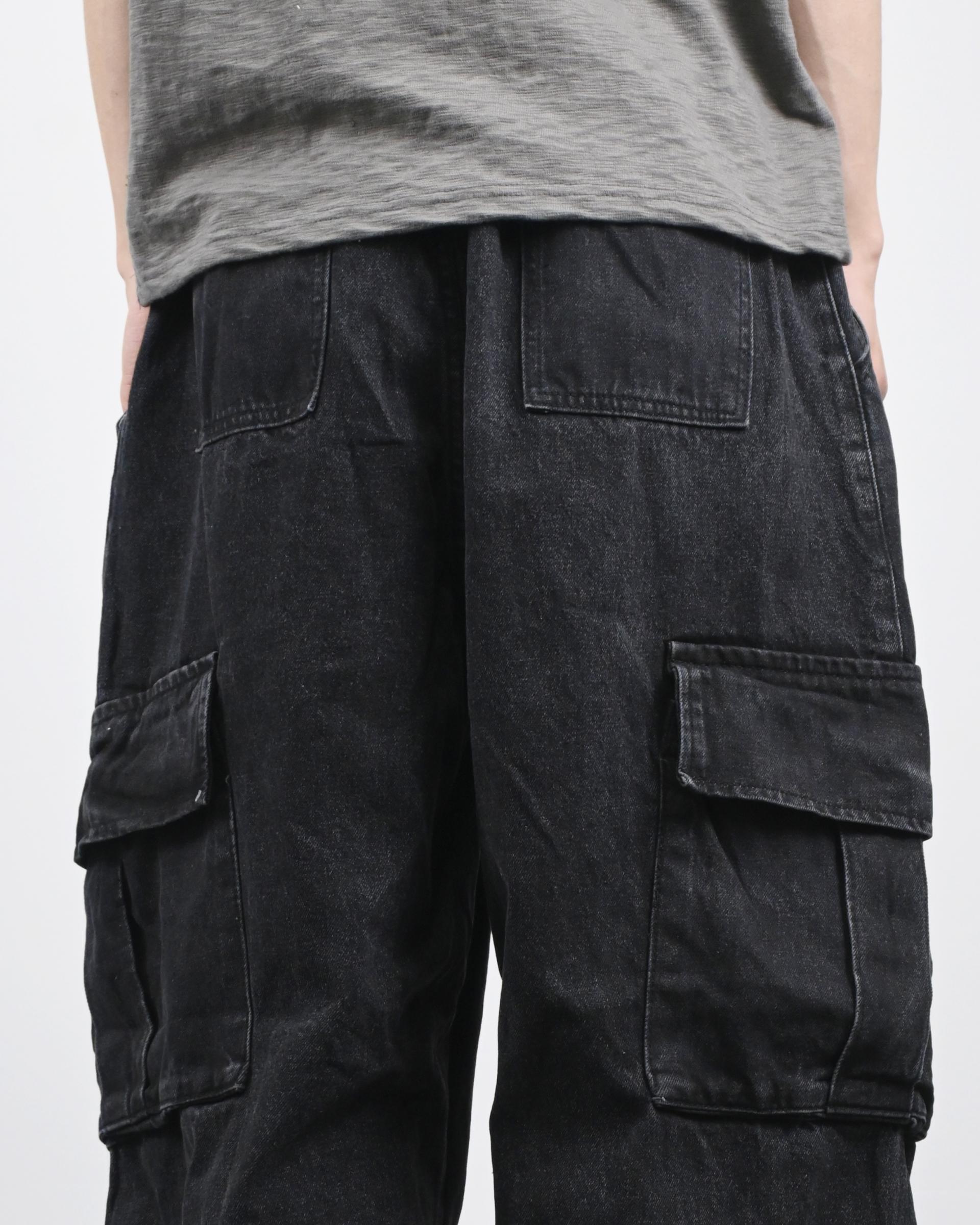 banding big cargo denim pants