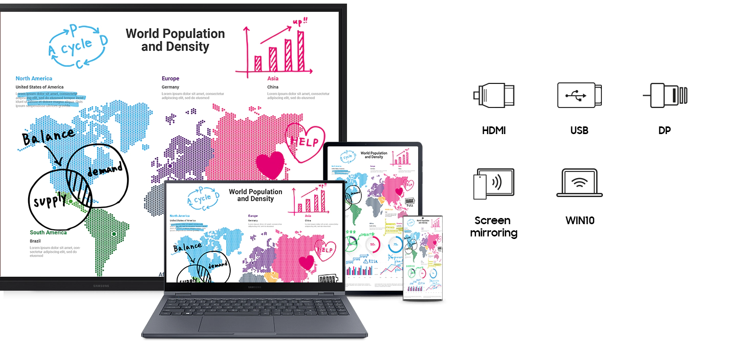 다양한 연결 포트와 다양한 기기들이 보여지고 있습니다.
