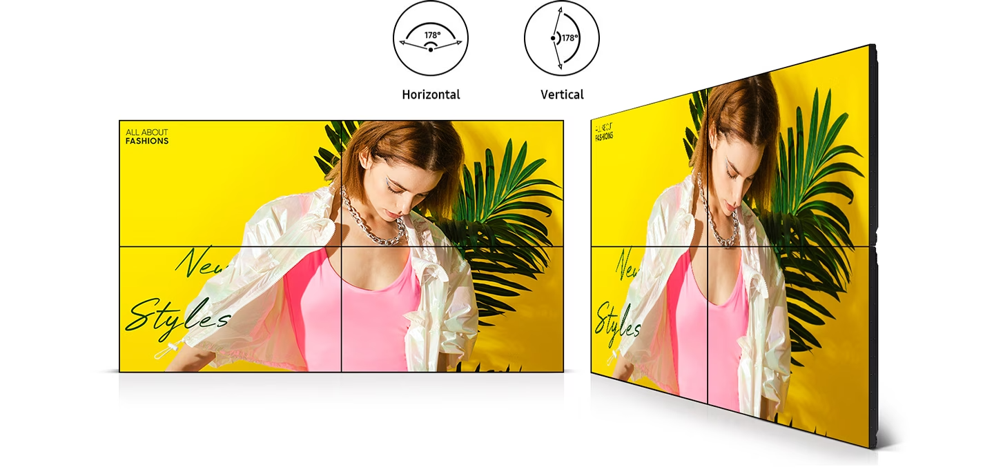 여성 모델의 화면을 제품 정면과 측면을 통해 보여주고 있습니다.