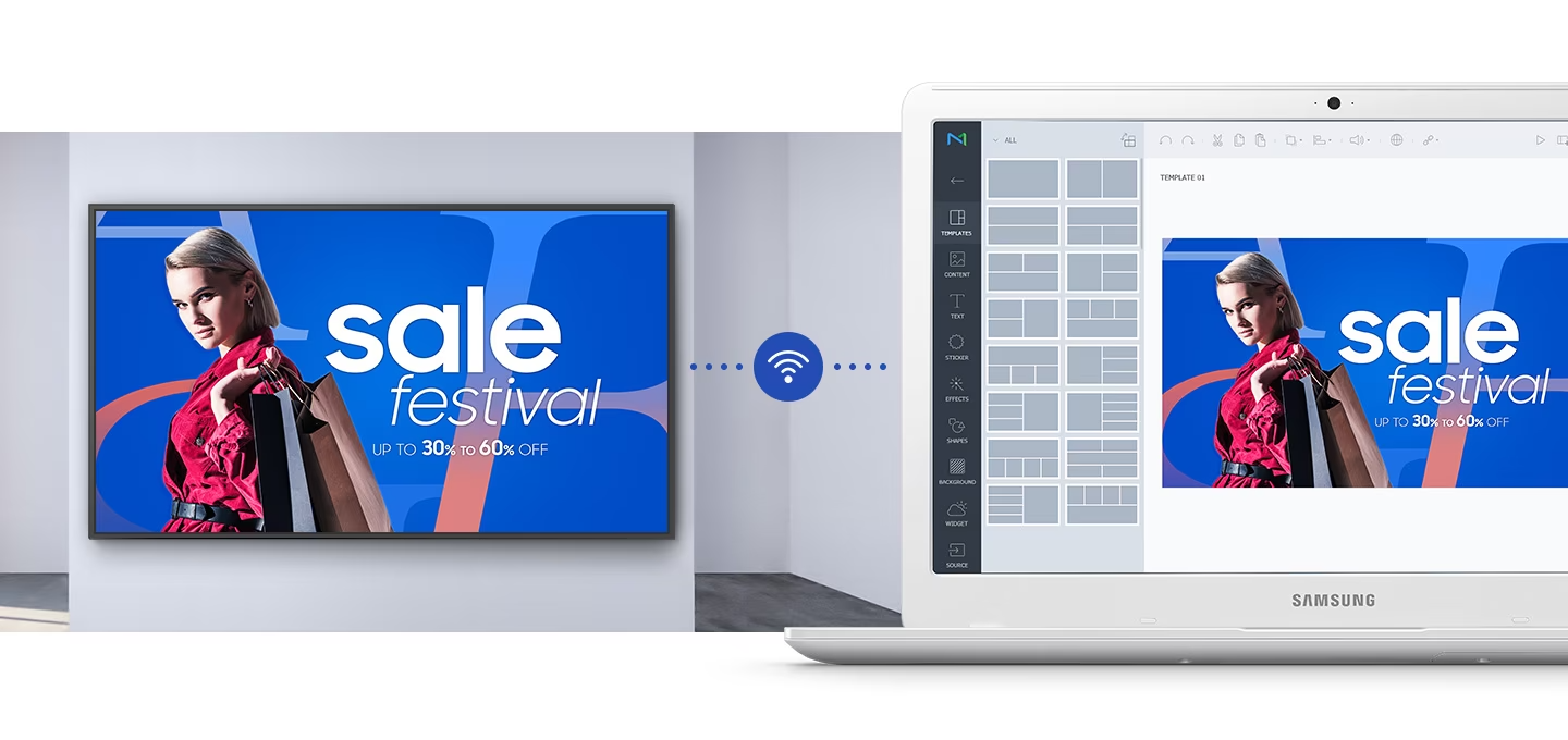 백화점에서 사이니지로 블루투스로 연결하여 세일광고를 하고있습니다.