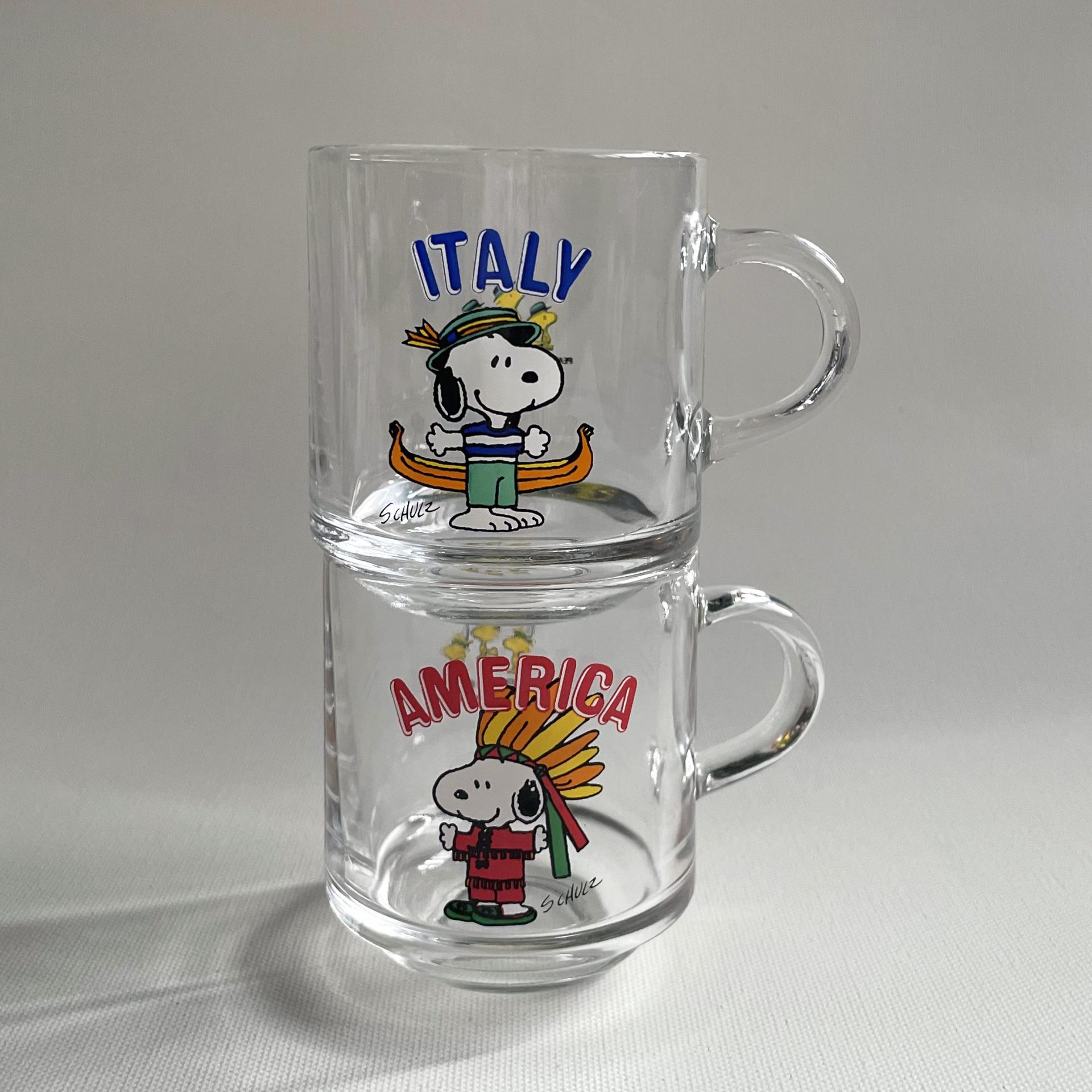 [VINTAGE] SNOOPY AMERICA&ITALY MUG SET