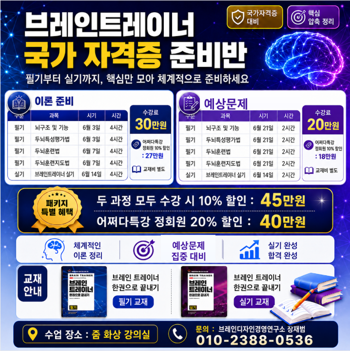 (이론+예상문제 풀이)브레인트레이너 자격증 대비