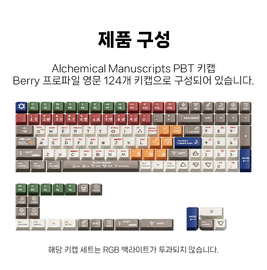 NUPHY 알케미컬 디자인 Berry 프로파일 키캡 로우 프로파일 염료승화 PBT 영문