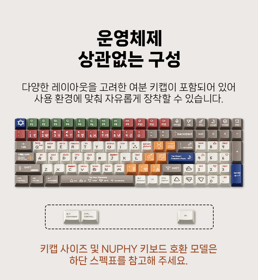 NUPHY 알케미컬 디자인 Berry 프로파일 키캡 로우 프로파일 염료승화 PBT 영문