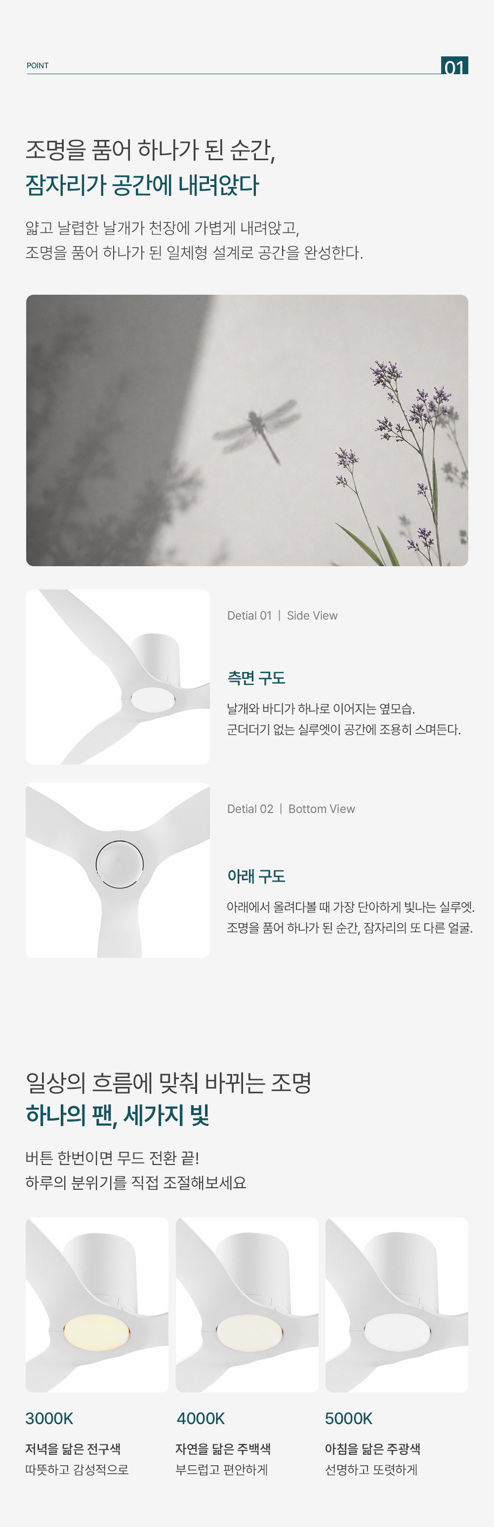 팬앤코 LED 잠자리 실링팬 52인치 21W