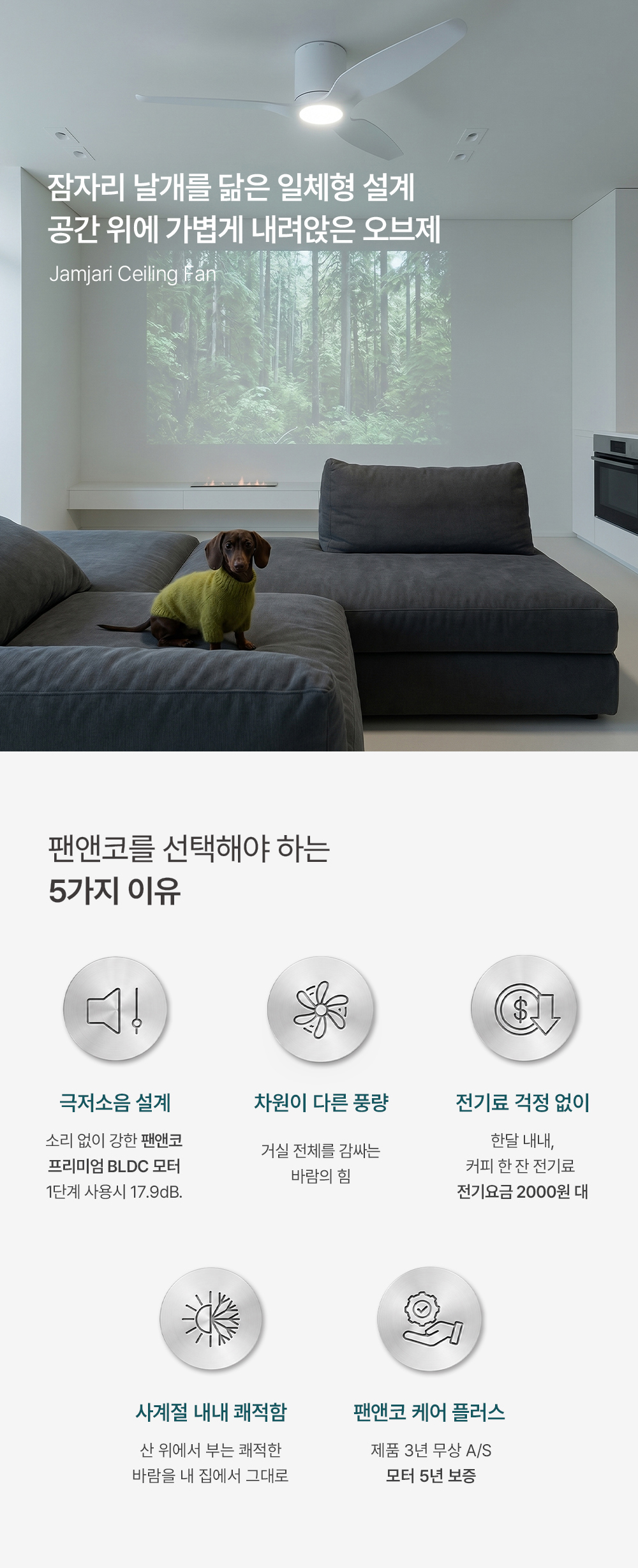 팬앤코 LED 잠자리 실링팬 52인치 21W