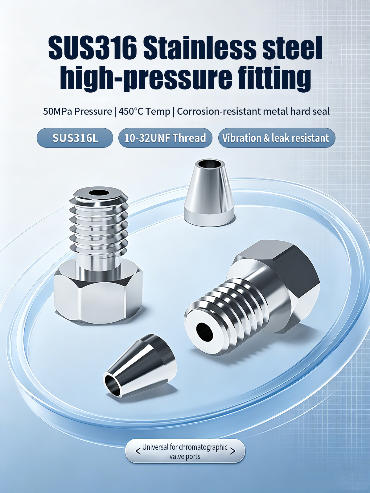 [Fitting] 10-32 UNF Stainless Steel HPLC Ferrule Fitting