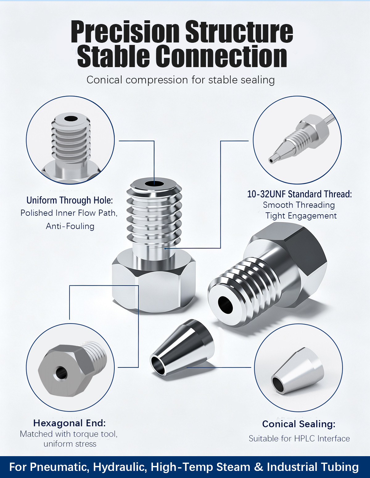 [Fitting] 10-32 UNF Stainless Steel HPLC Ferrule Fitting