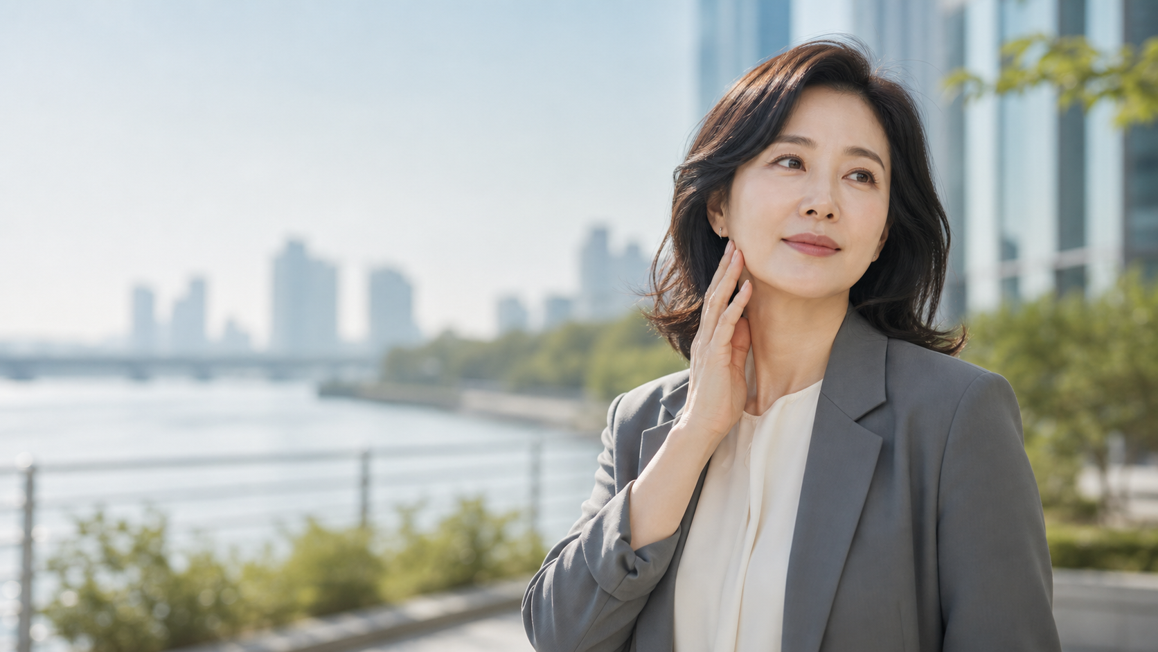 배곧 티타늄 리프팅 전 얼굴선 상담 기준을 보여주는 프리미엄 야외 이미지