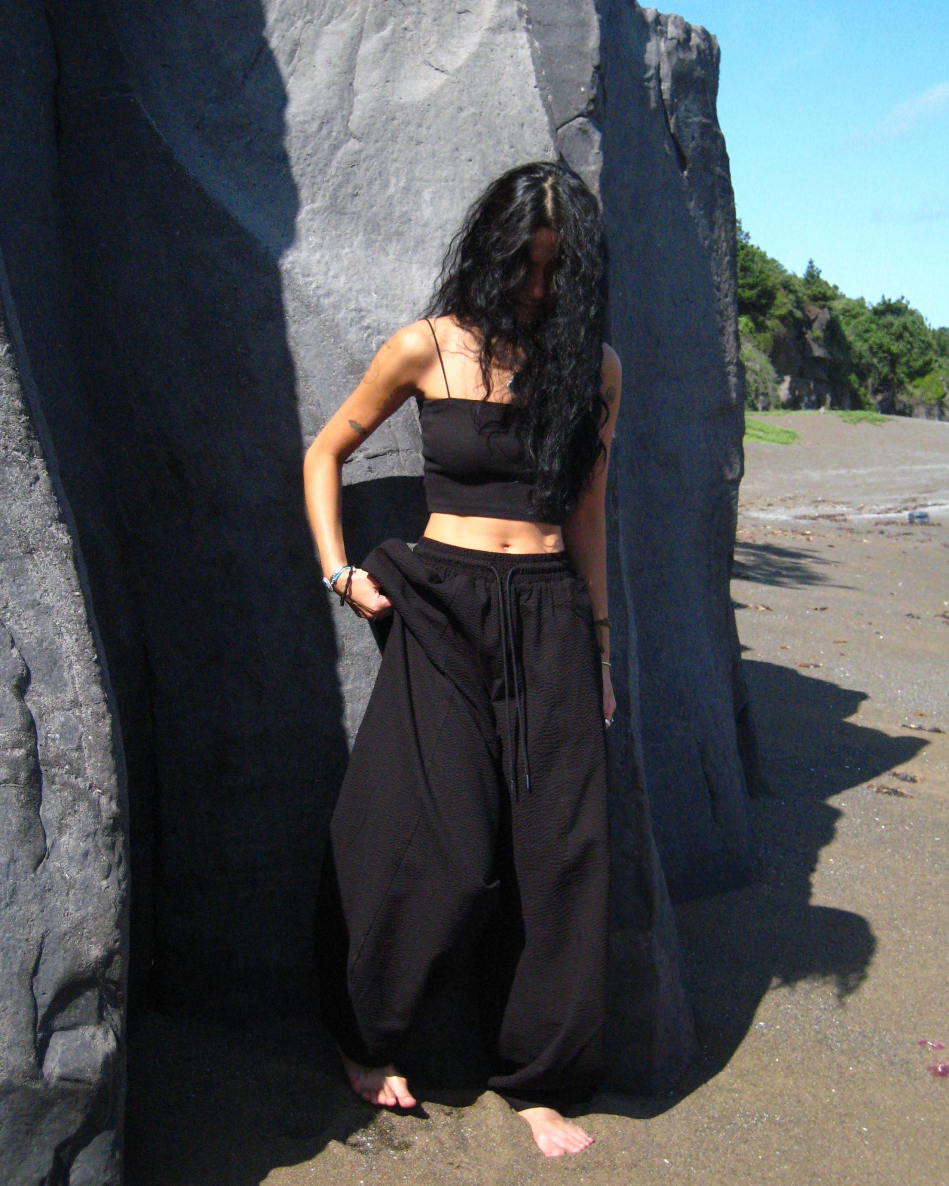 seersucker pi pants (black)