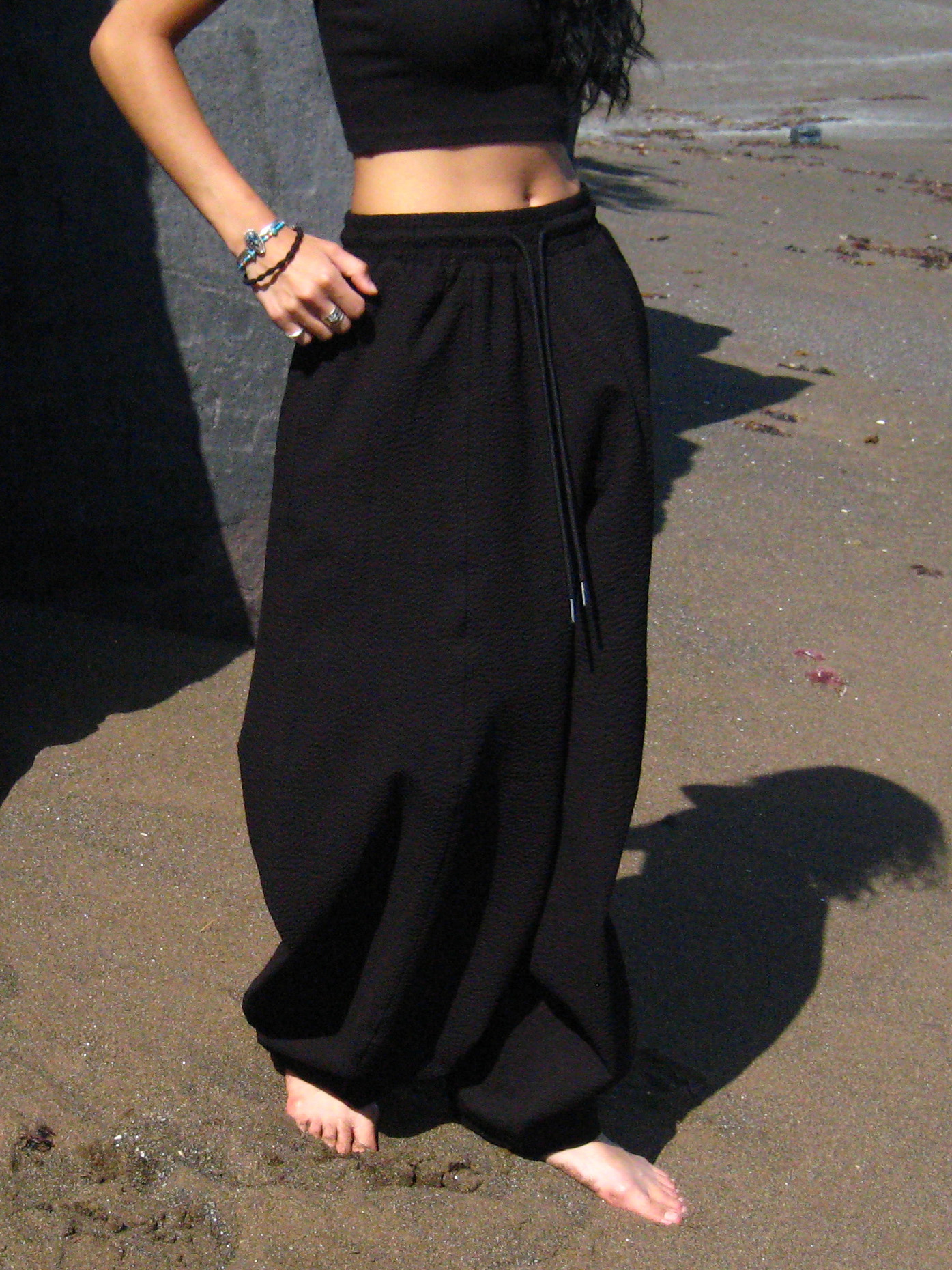 seersucker pi pants (black)