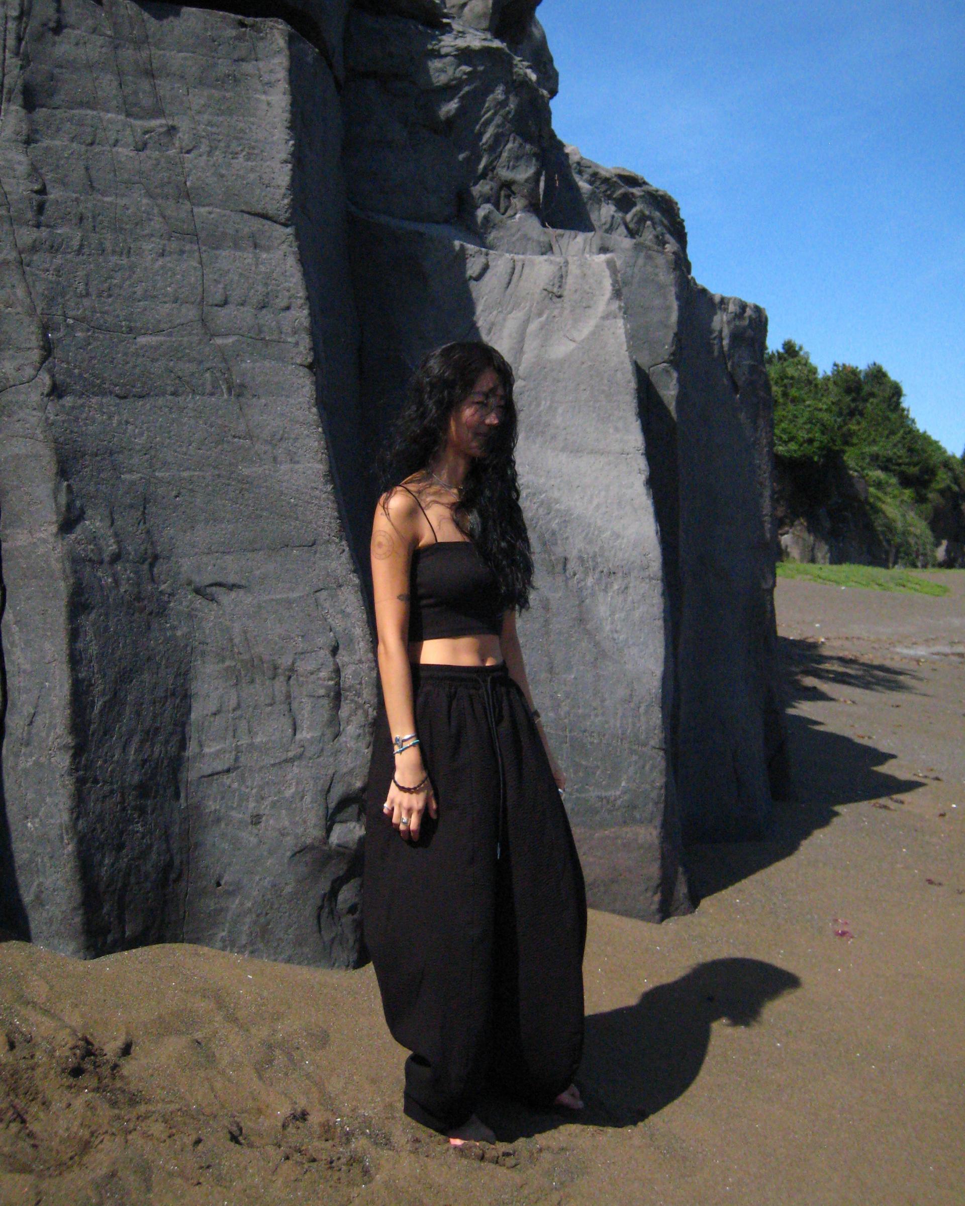 seersucker pi pants (black)