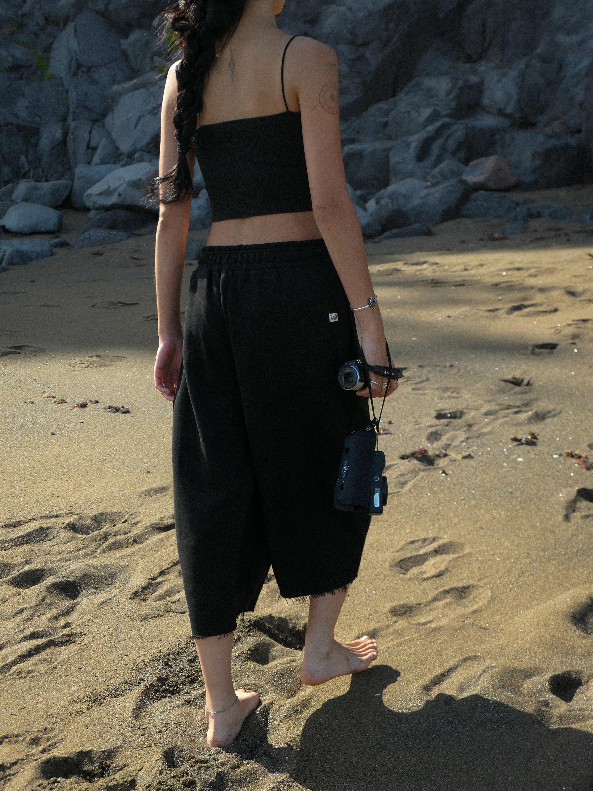 F/T Balloon Capri Pants (Black)