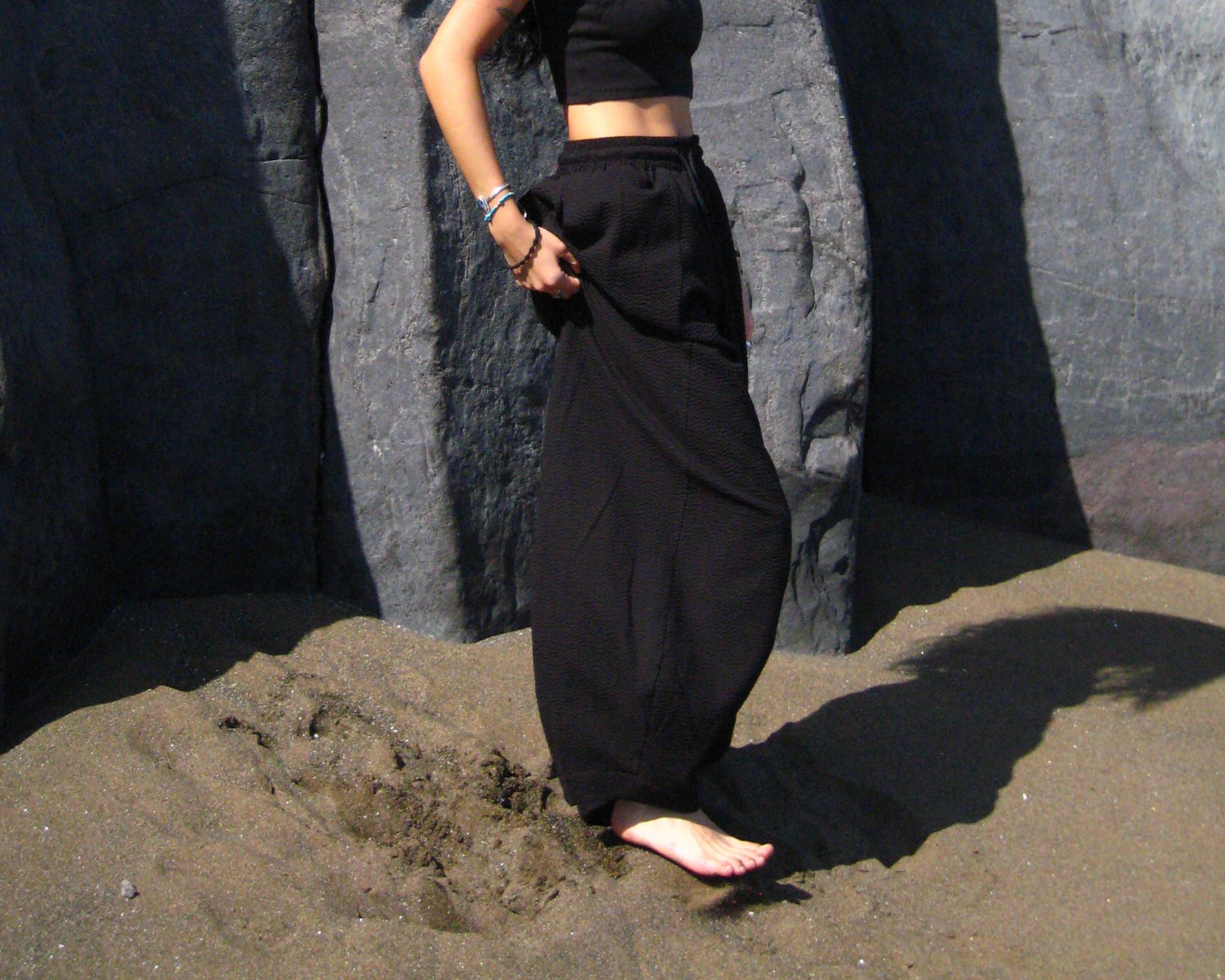 seersucker pi pants (black)